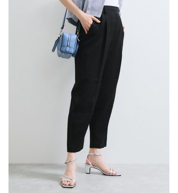 VIS「【接触冷感/洗える】 リラックステーパードパンツ」|チノ|ブラック(01)