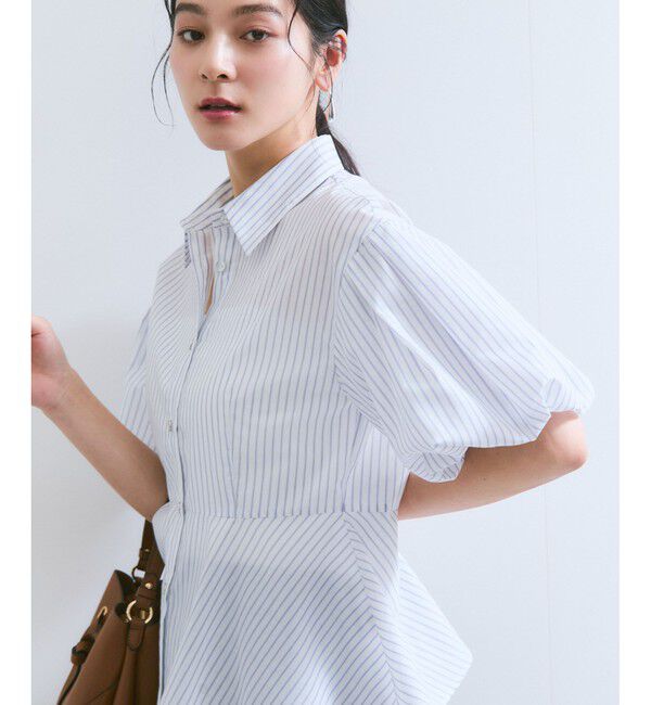 VIS「バルーンスリーブペプラムシャツ/通勤対応」|シャツ・ブラウス|