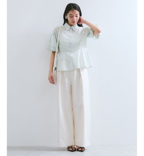 VIS「バルーンスリーブペプラムシャツ/通勤対応」|シャツ・ブラウス|