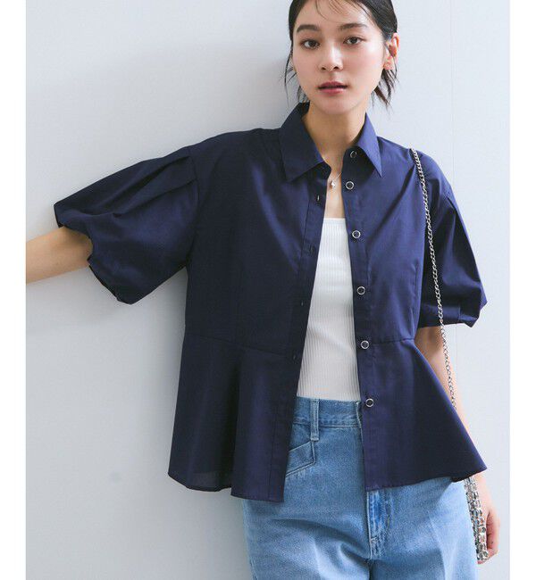 VIS「バルーンスリーブペプラムシャツ/通勤対応」|シャツ・ブラウス|