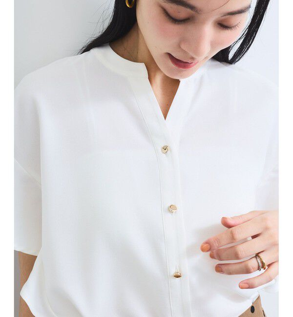 VIS「【WEB限定】フリルバンドカラースキッパーシャツ/通勤対応」|シャツ・ブラウス|