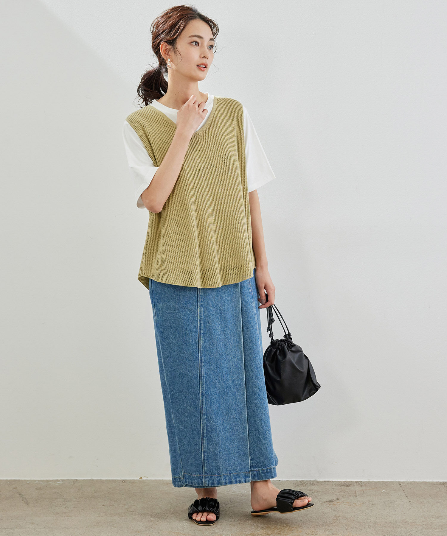 Rope&rsquo;Picnic「バックレースアップメッシュプルオーバー」|ニット・セーター|