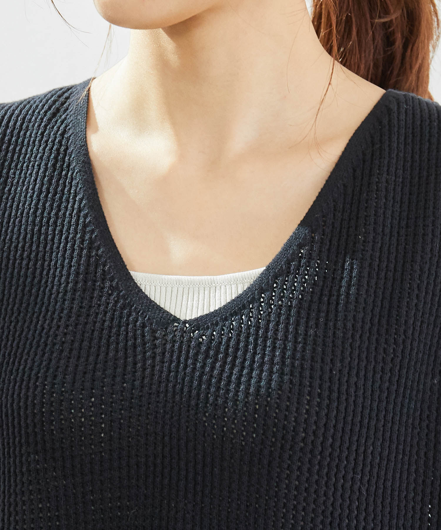 Rope&rsquo;Picnic「バックレースアップメッシュプルオーバー」|ニット・セーター|