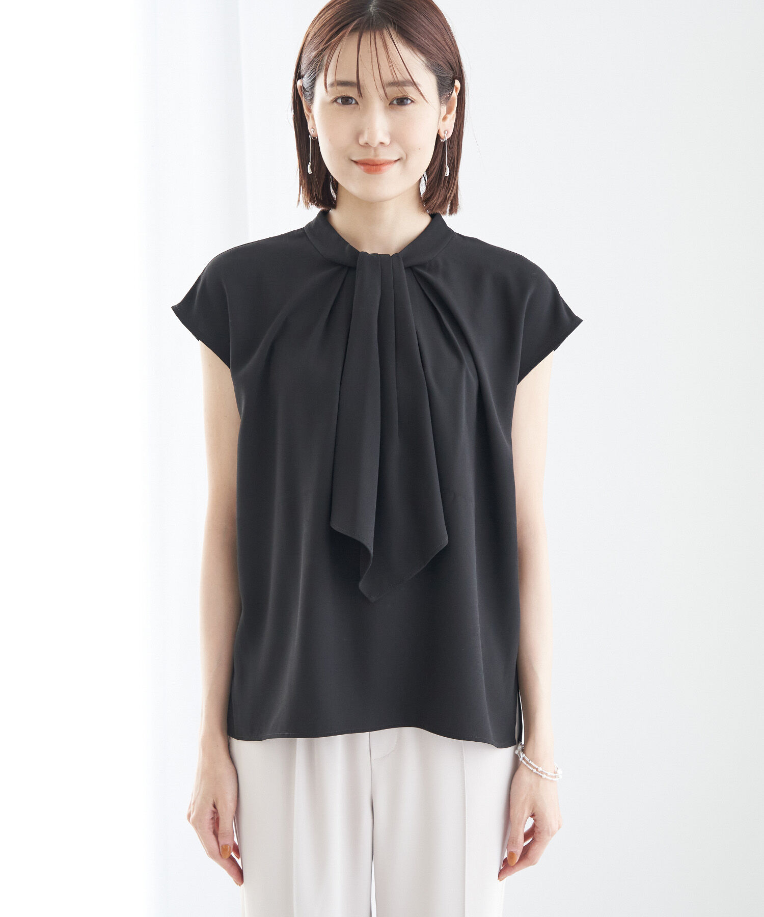 Rope&rsquo;Picnic「【WEB限定カラー:モカ,クリーム】2WAY/ボウタイフレンチスリーブブラウス」|シャツ・ブラウス|