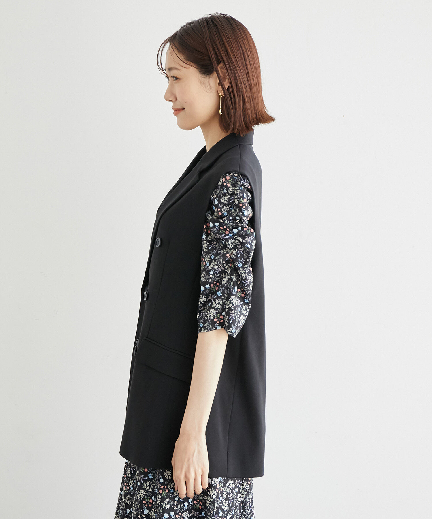 Rope&rsquo;Picnic「【一部店舗限定カラー:ブラック】スリーブレスダブルジャケット　ジレ」|ベスト・ジレ|