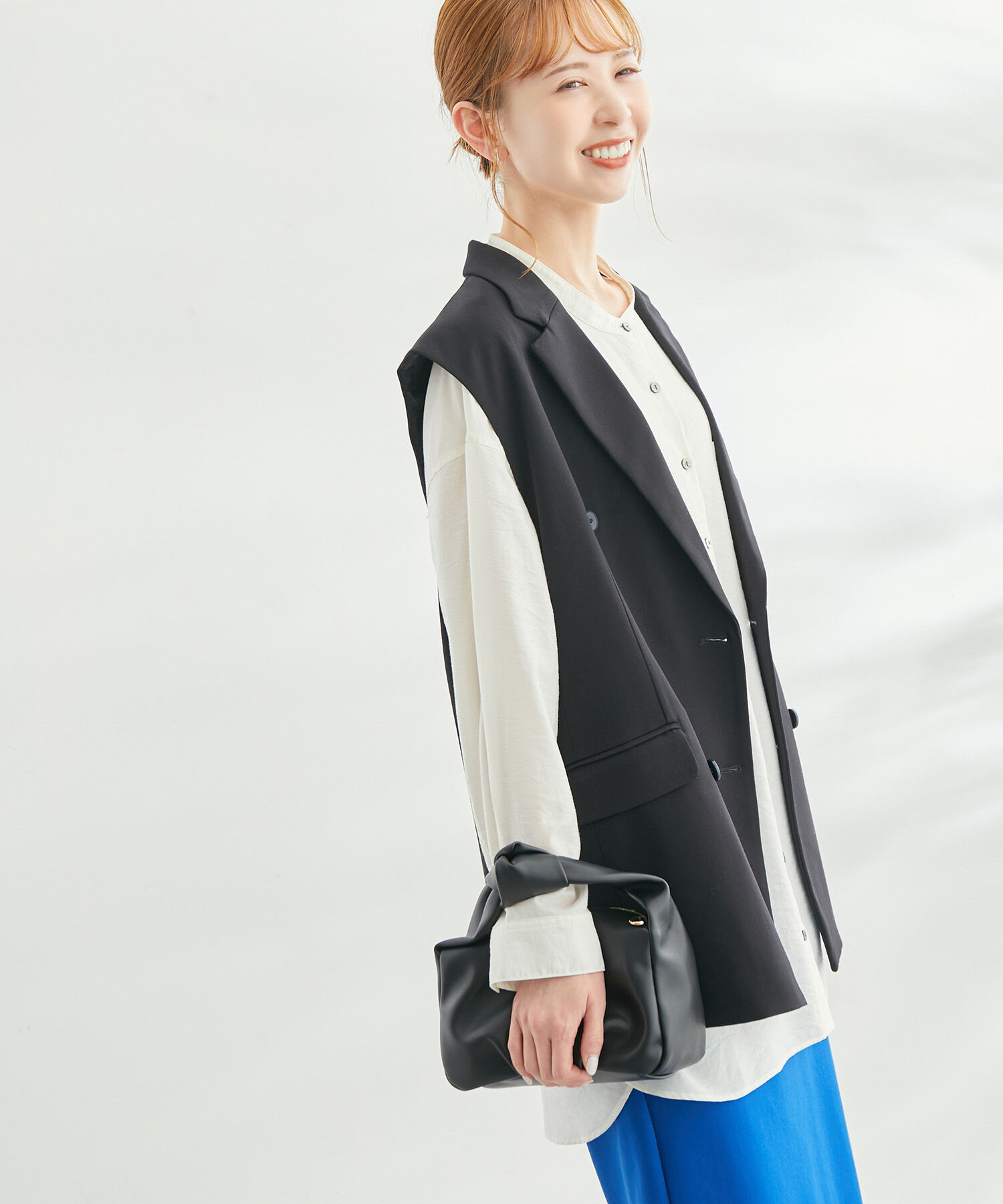 Rope&rsquo;Picnic「【一部店舗限定カラー:ブラック】スリーブレスダブルジャケット　ジレ」|ベスト・ジレ|