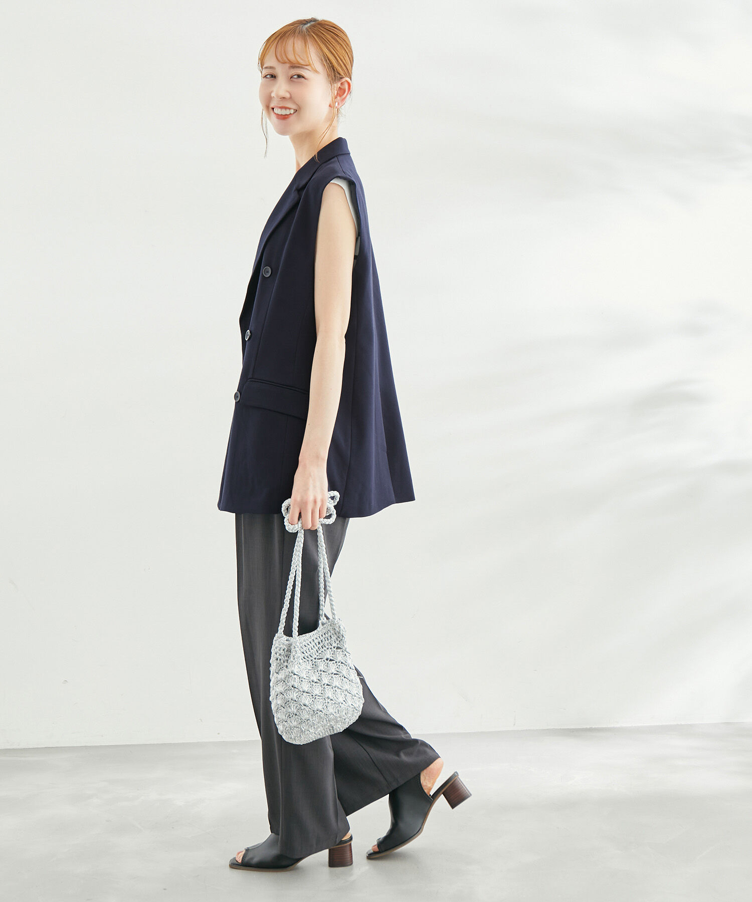 Rope&rsquo;Picnic「【一部店舗限定カラー:ブラック】スリーブレスダブルジャケット　ジレ」|ベスト・ジレ|