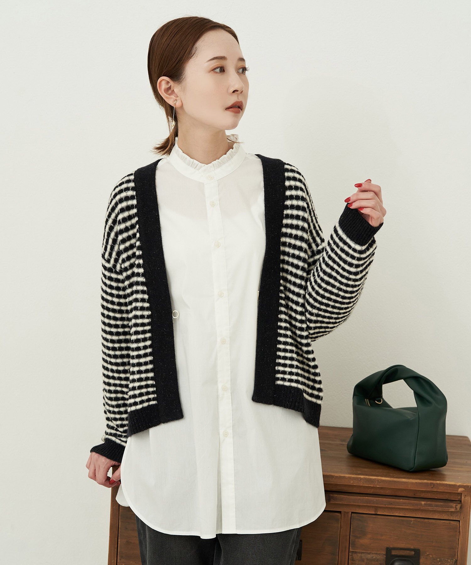 Rope&rsquo;Picnic「メタルパーツ使いニットツイードカーディガン」|カーディガン|