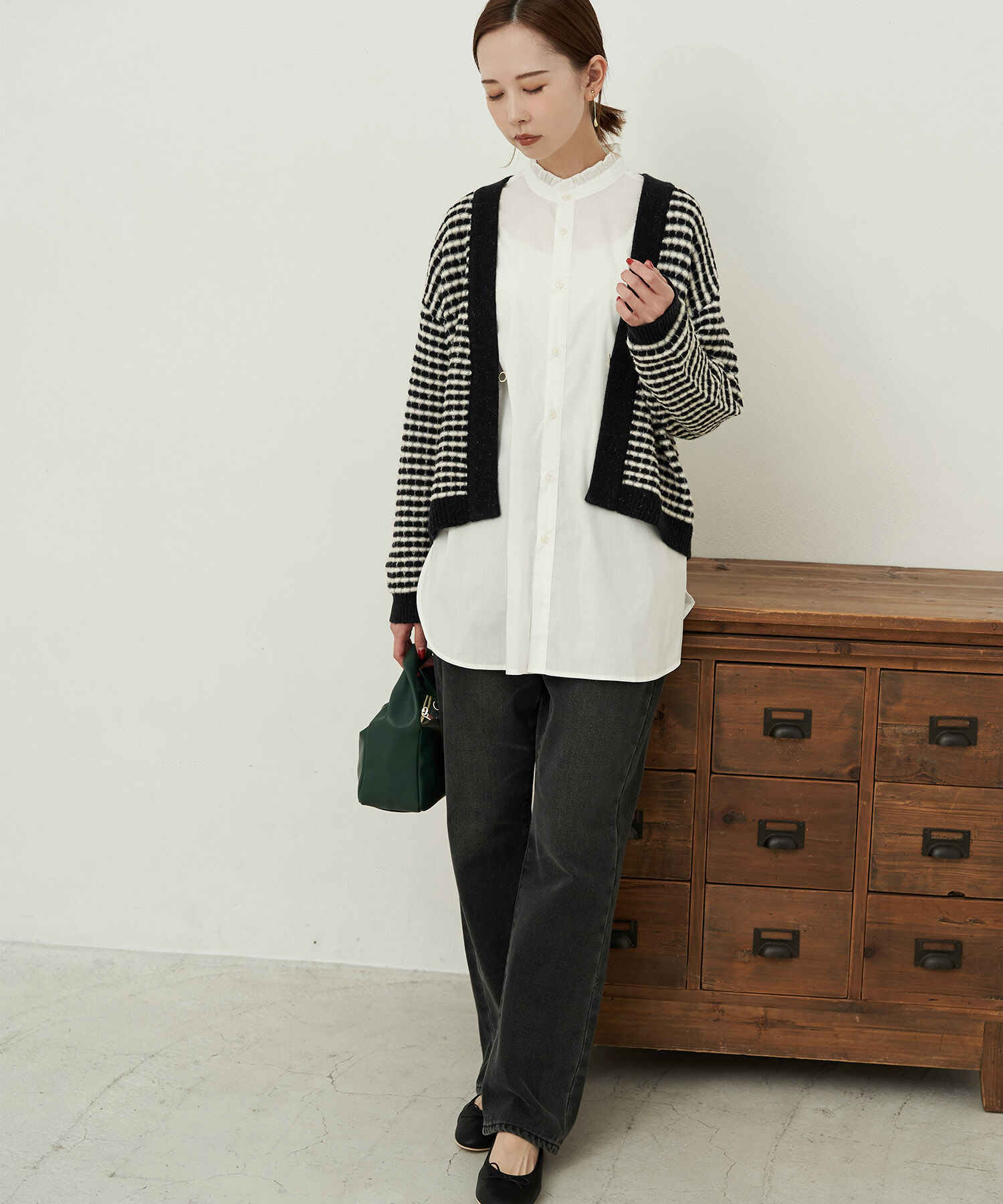 Rope&rsquo;Picnic「メタルパーツ使いニットツイードカーディガン」|カーディガン|