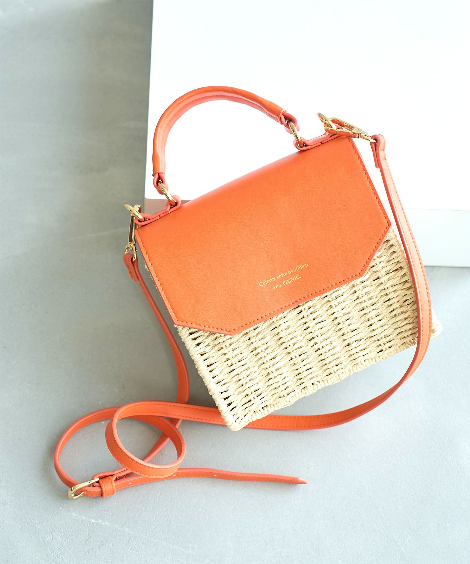 ROPE PICNIC PASSAGE「フラップスクエアペーパーショルダーバッグ」|ショルダー・メッセンジャー|オレンジ(70)