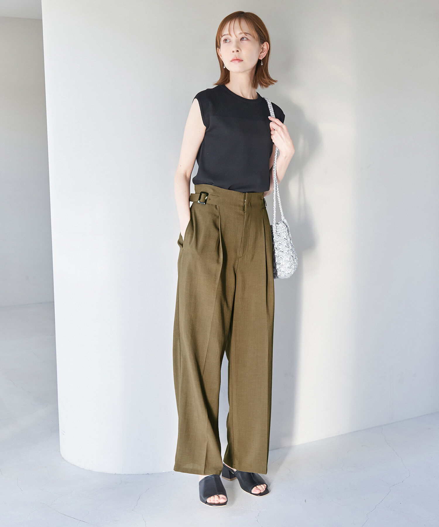 Rope&rsquo;Picnic「セットアップ対応/麻調シアーハイウエストパンツ」|その他|