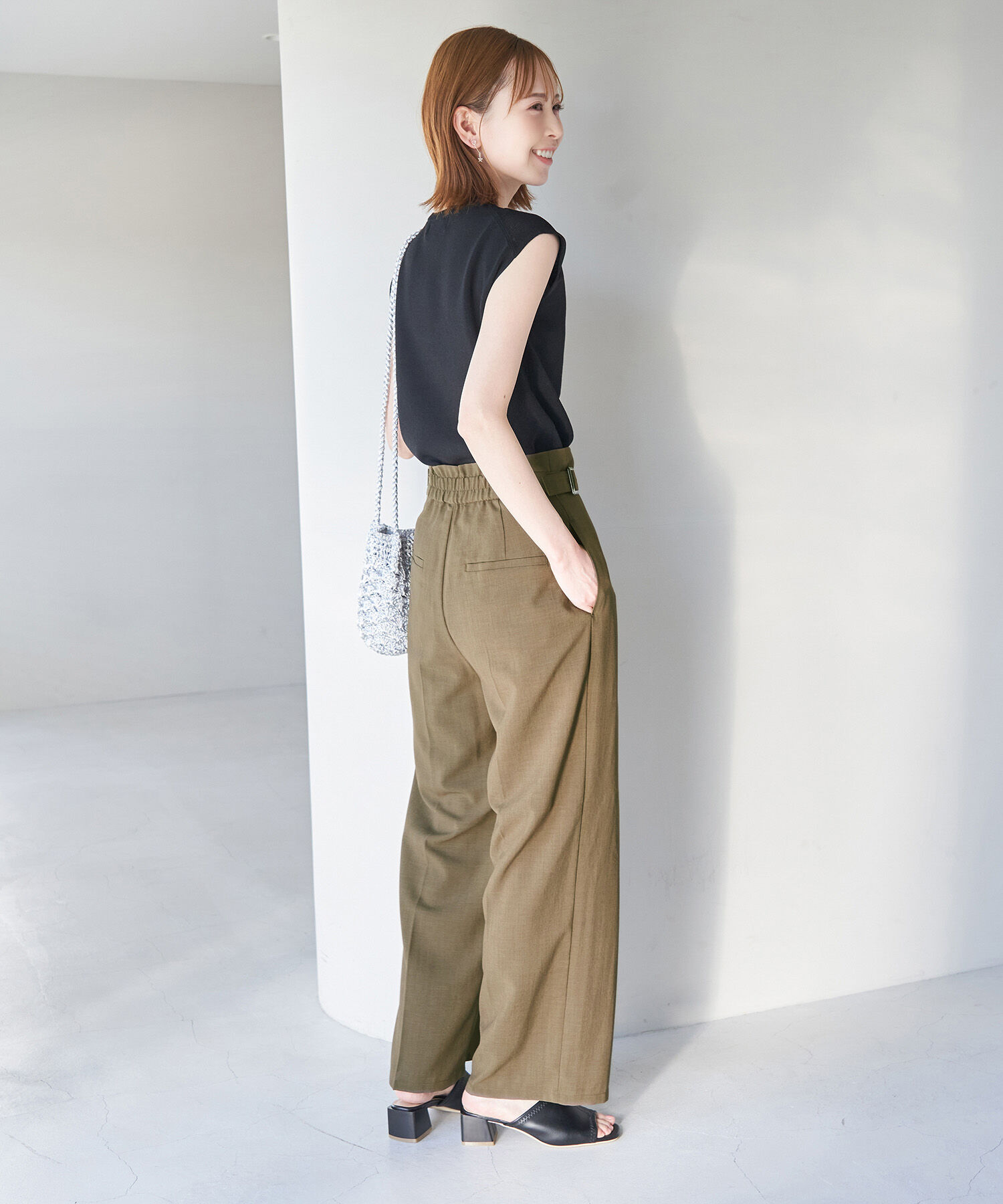 Rope&rsquo;Picnic「セットアップ対応/麻調シアーハイウエストパンツ」|その他|