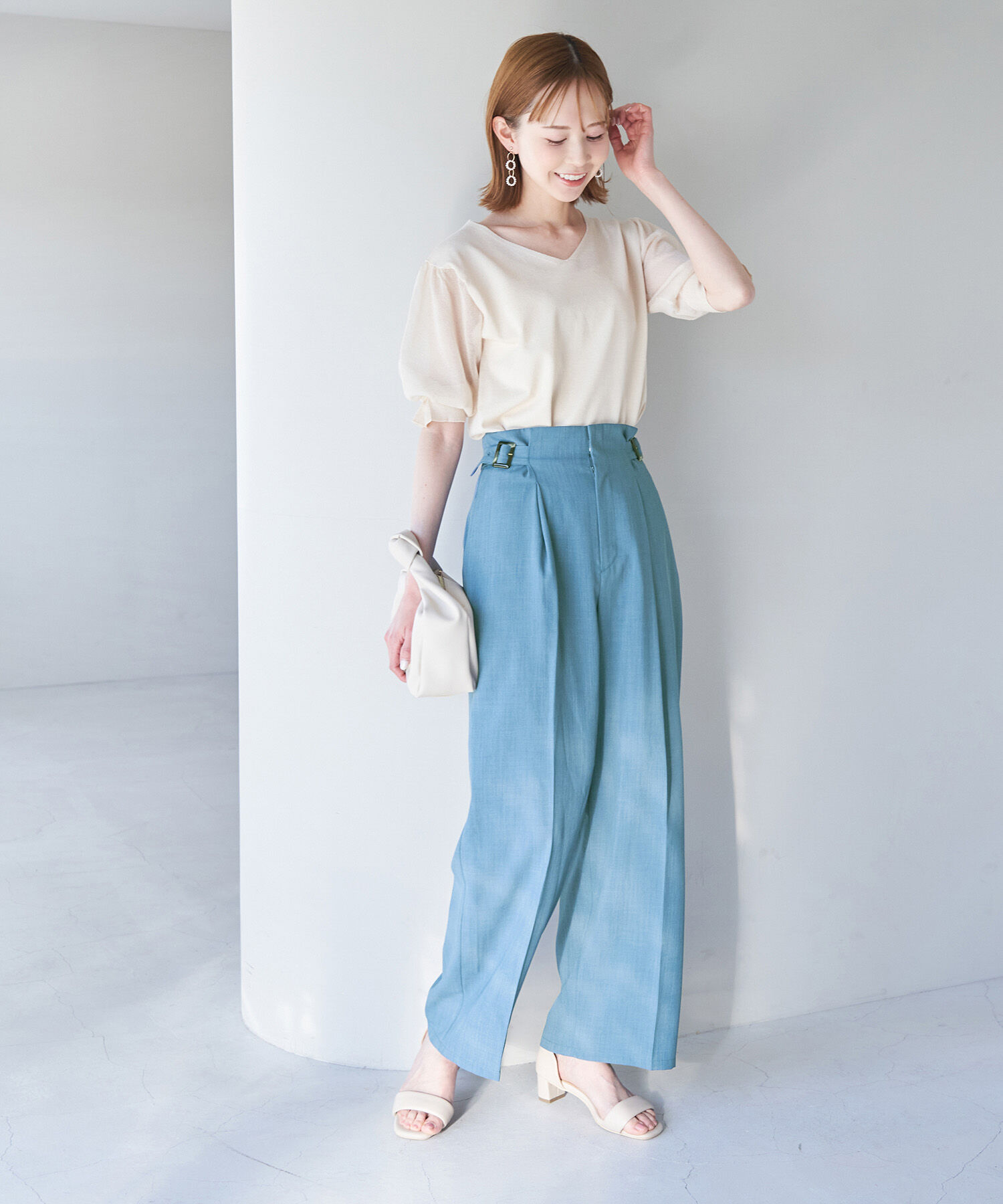 Rope&rsquo;Picnic「セットアップ対応/麻調シアーハイウエストパンツ」|その他|