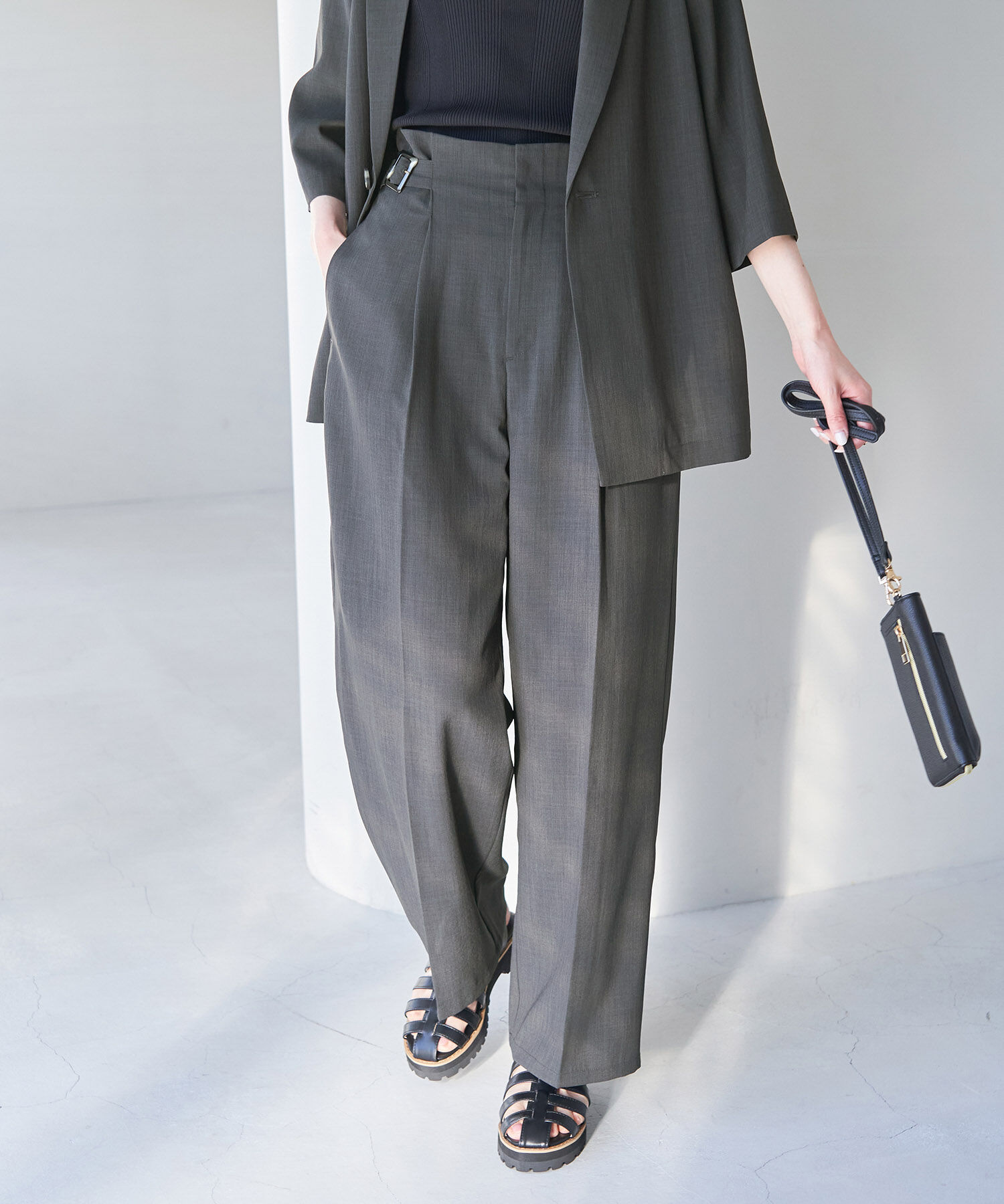 Rope&rsquo;Picnic「セットアップ対応/麻調シアーハイウエストパンツ」|その他|