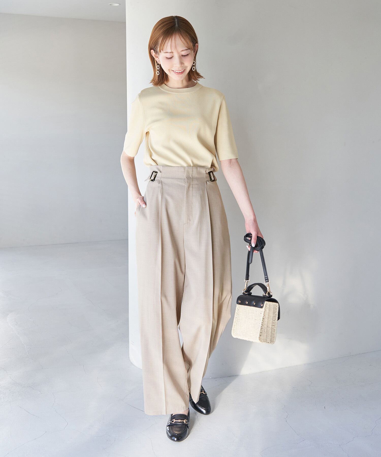 Rope&rsquo;Picnic「セットアップ対応/麻調シアーハイウエストパンツ」|その他|