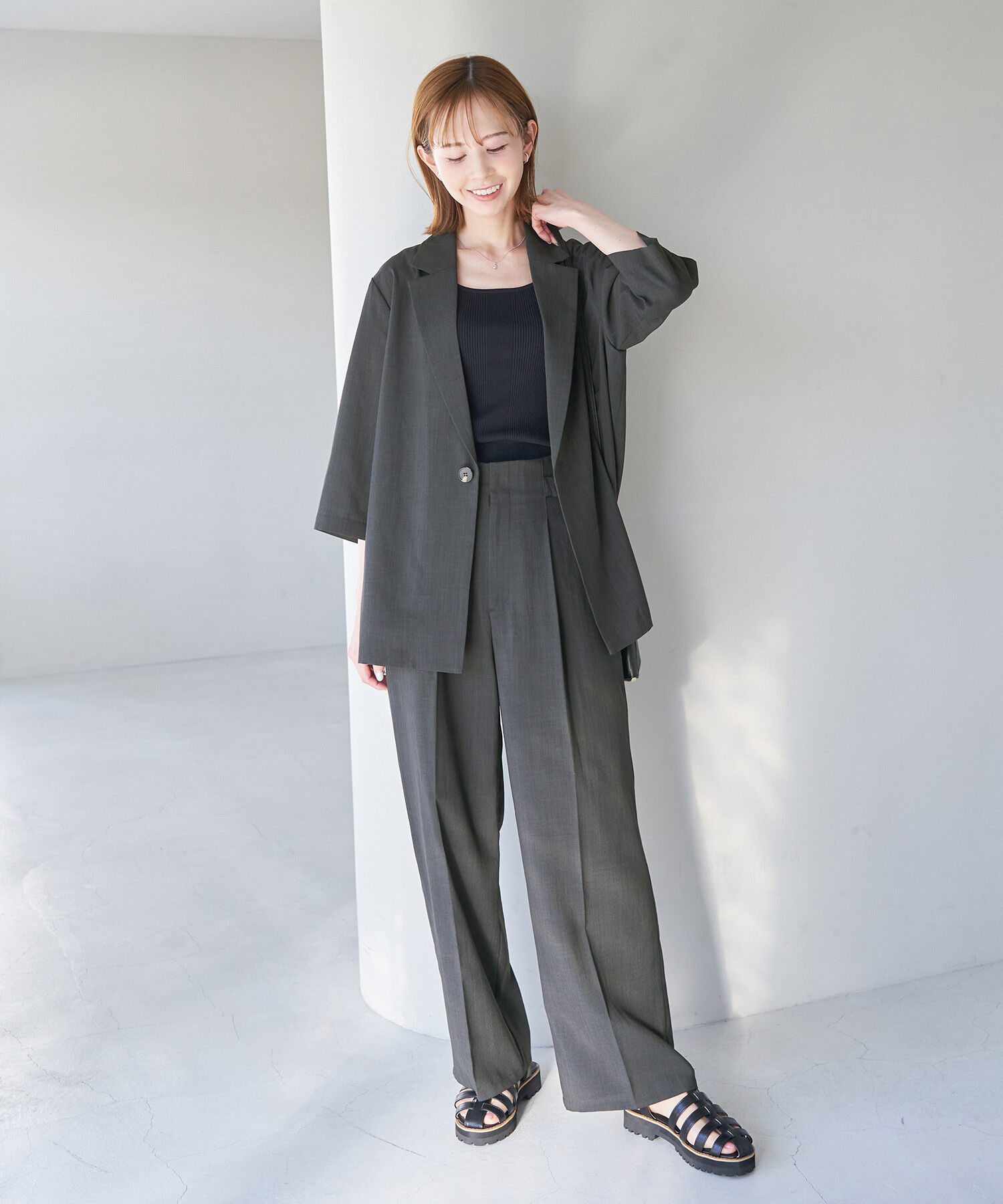 Rope&rsquo;Picnic「セットアップ対応/麻調シアーハイウエストパンツ」|その他|