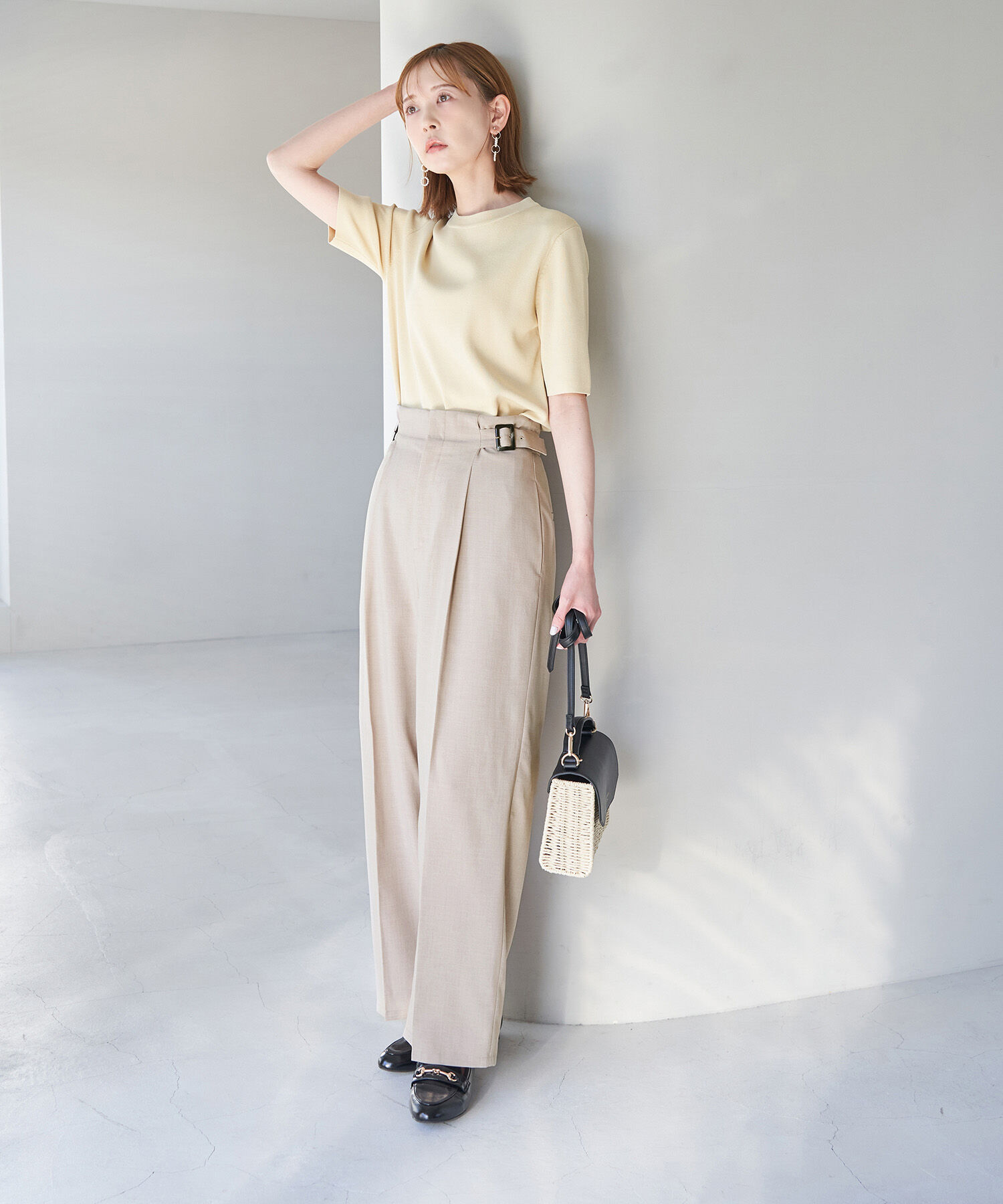 Rope&rsquo;Picnic「セットアップ対応/麻調シアーハイウエストパンツ」|その他|