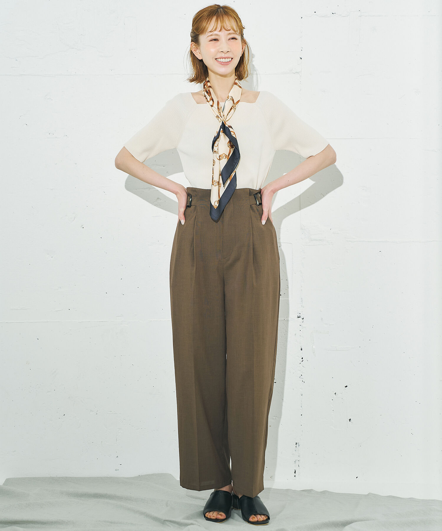 Rope&rsquo;Picnic「セットアップ対応/麻調シアーハイウエストパンツ」|その他|