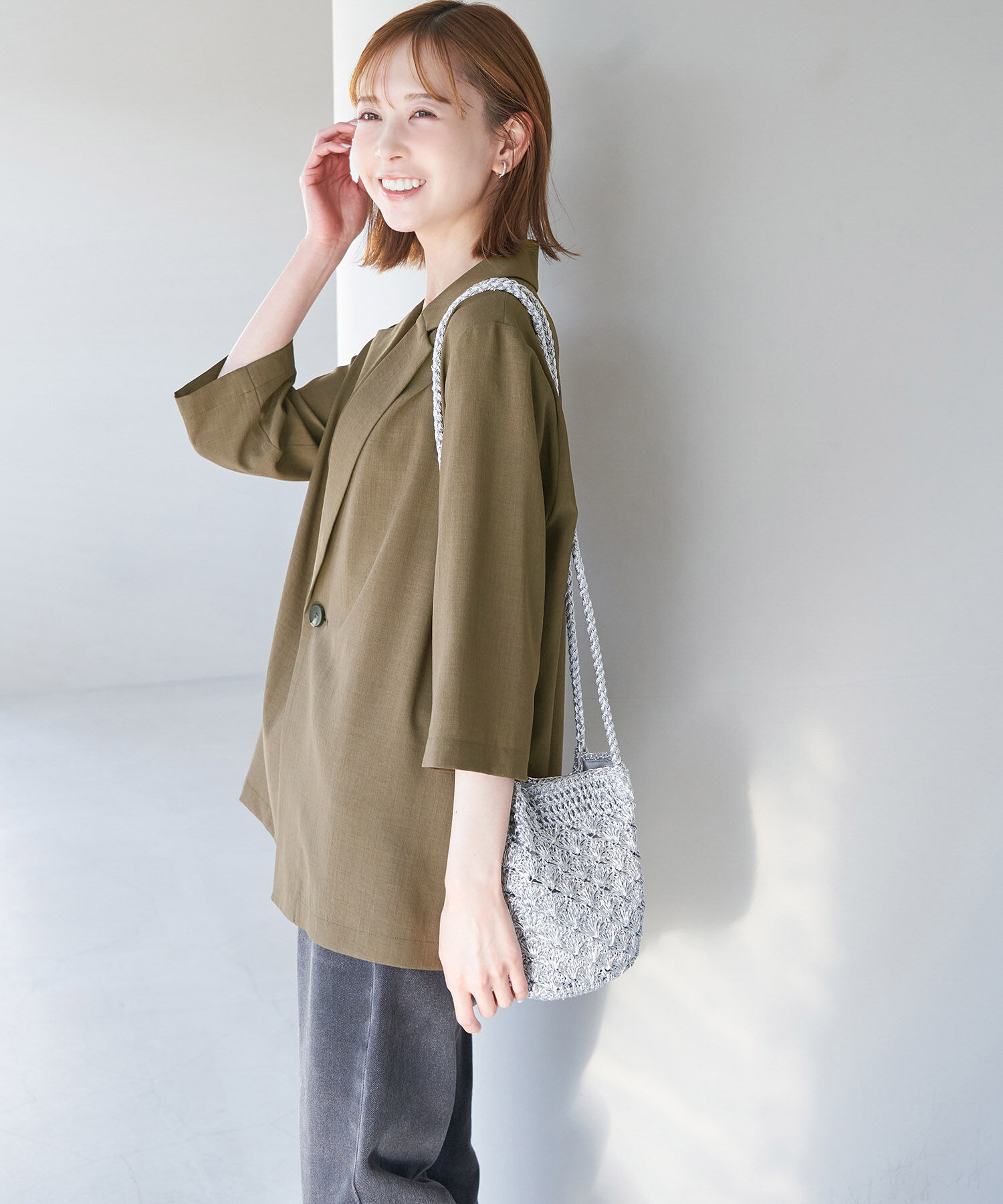 Rope&rsquo;Picnic「セットアップ対応/麻調シアージャケット」|テーラードジャケット|