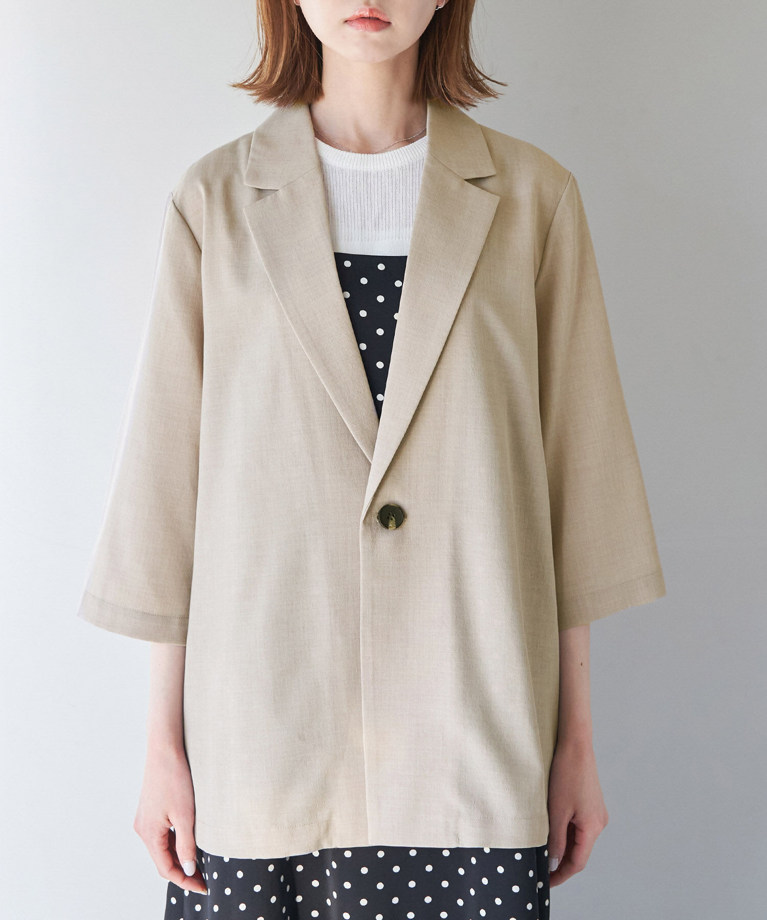 Rope&rsquo;Picnic「セットアップ対応/麻調シアージャケット」|テーラードジャケット|