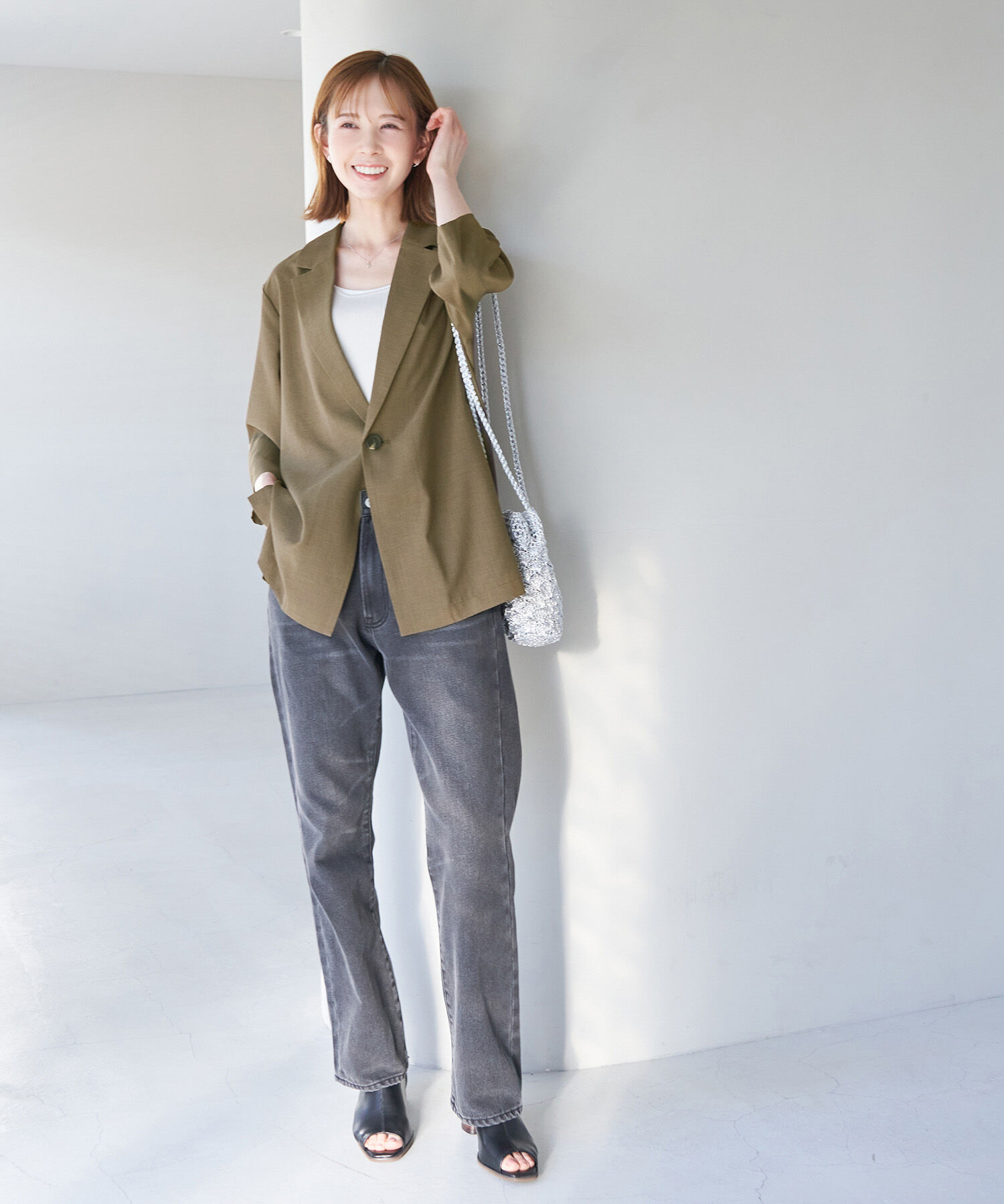 Rope&rsquo;Picnic「セットアップ対応/麻調シアージャケット」|テーラードジャケット|