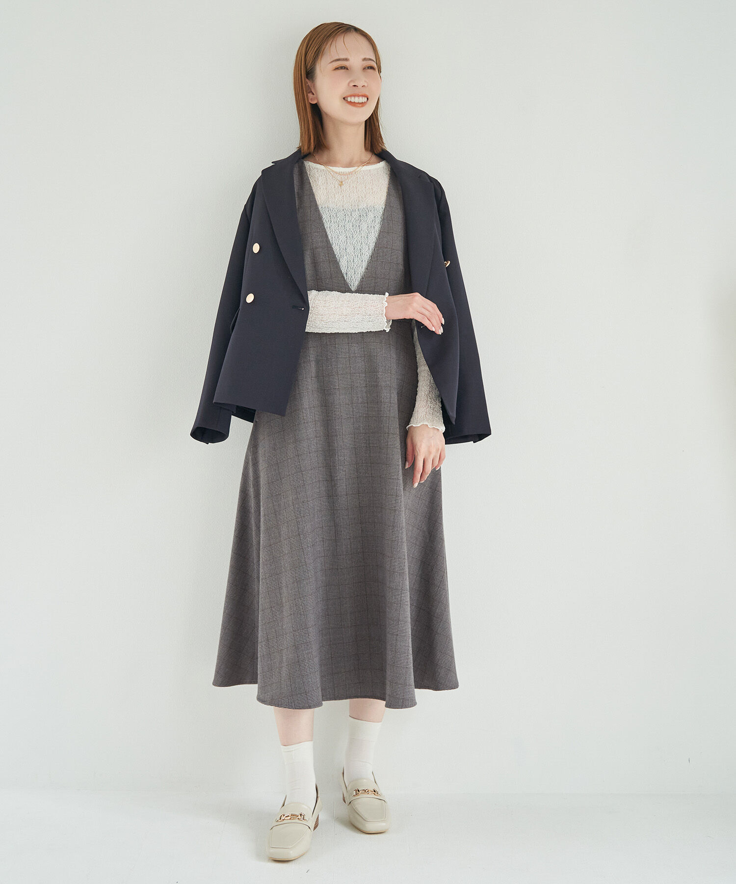 Rope&rsquo;Picnic「チェックジャンパースカート」|ジャンパースカート|