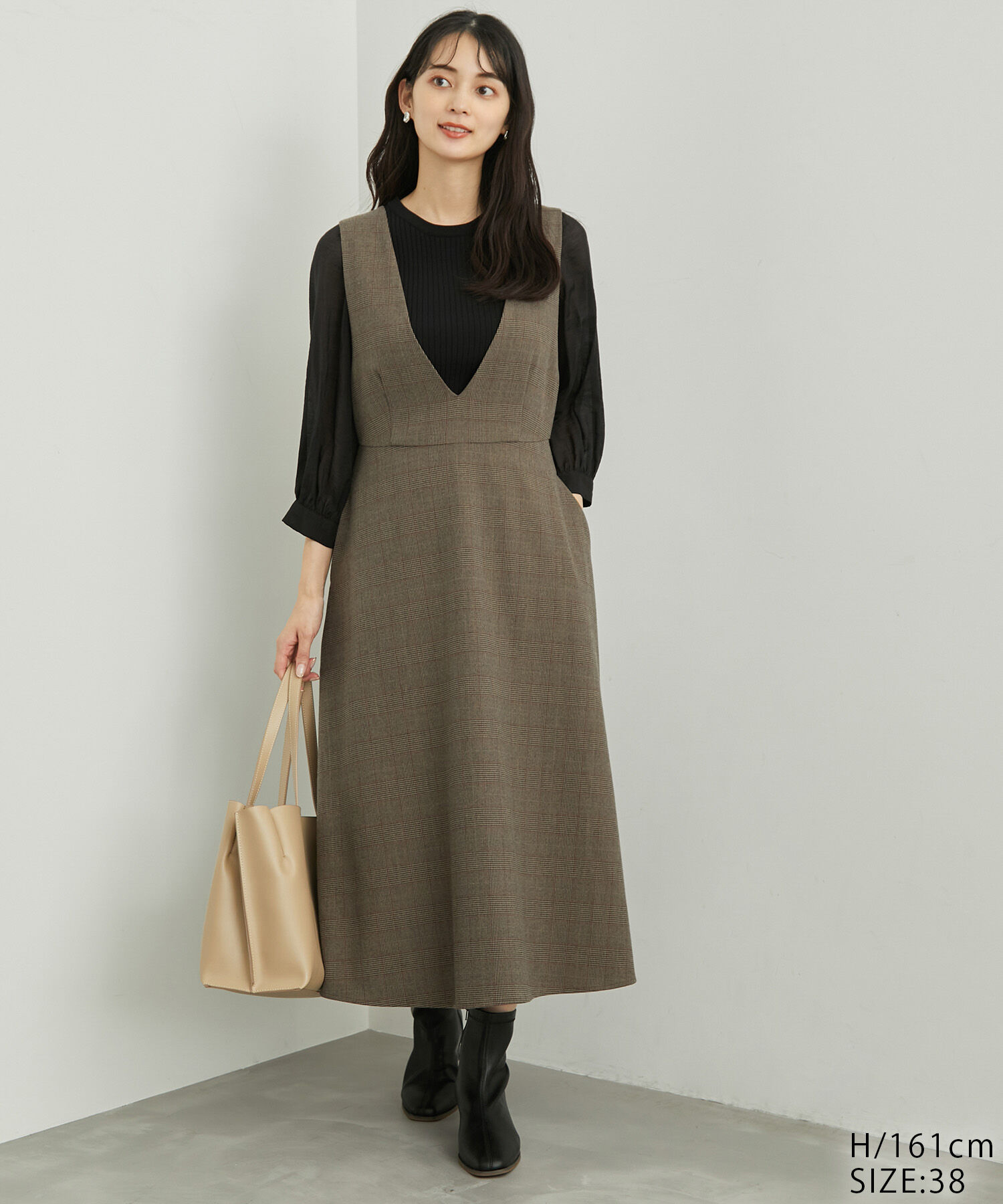 Rope&rsquo;Picnic「チェックジャンパースカート」|ジャンパースカート|