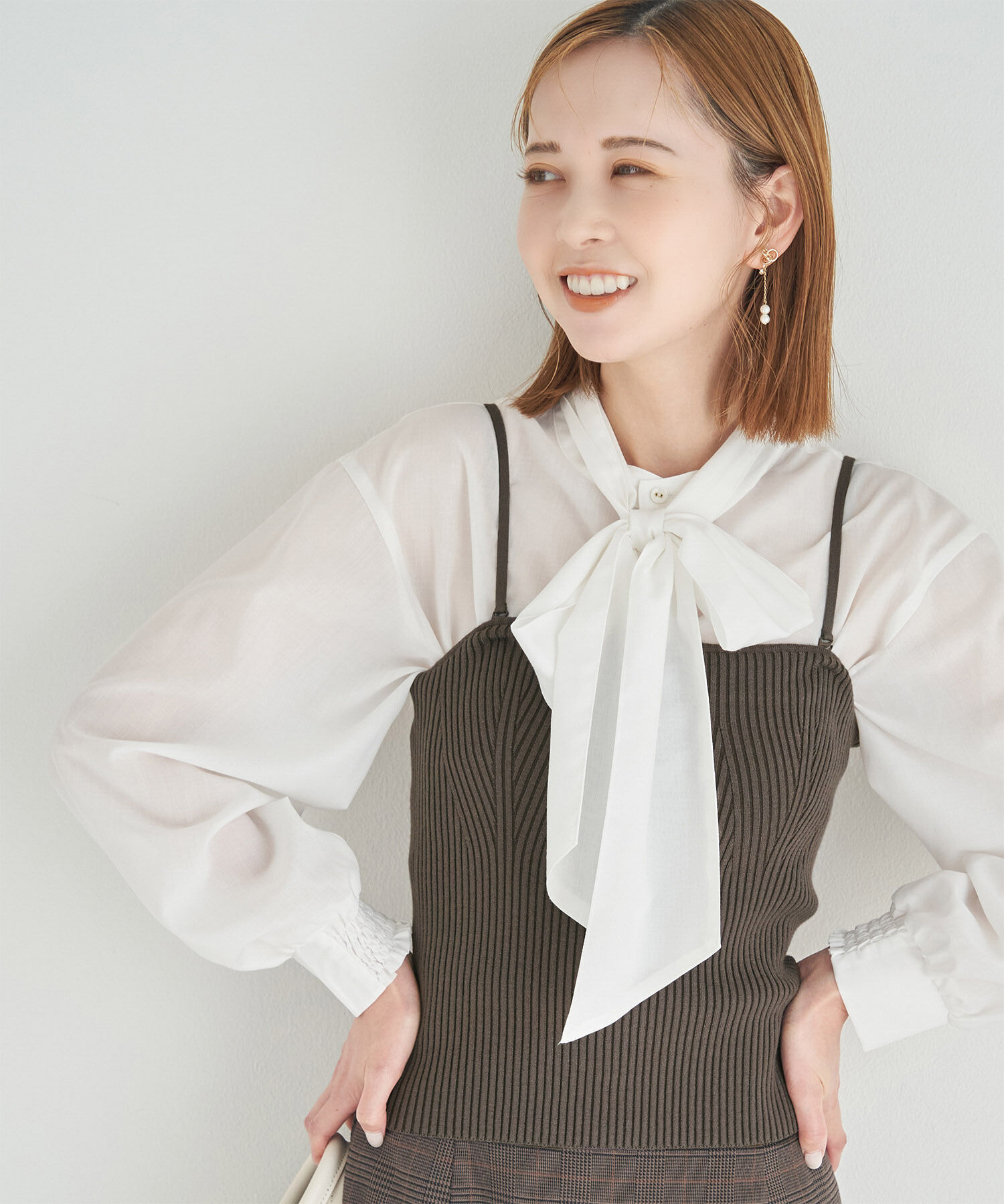 Rope&rsquo;Picnic「RENU/ビスチェ」|ベスト・ジレ|グレー(07)