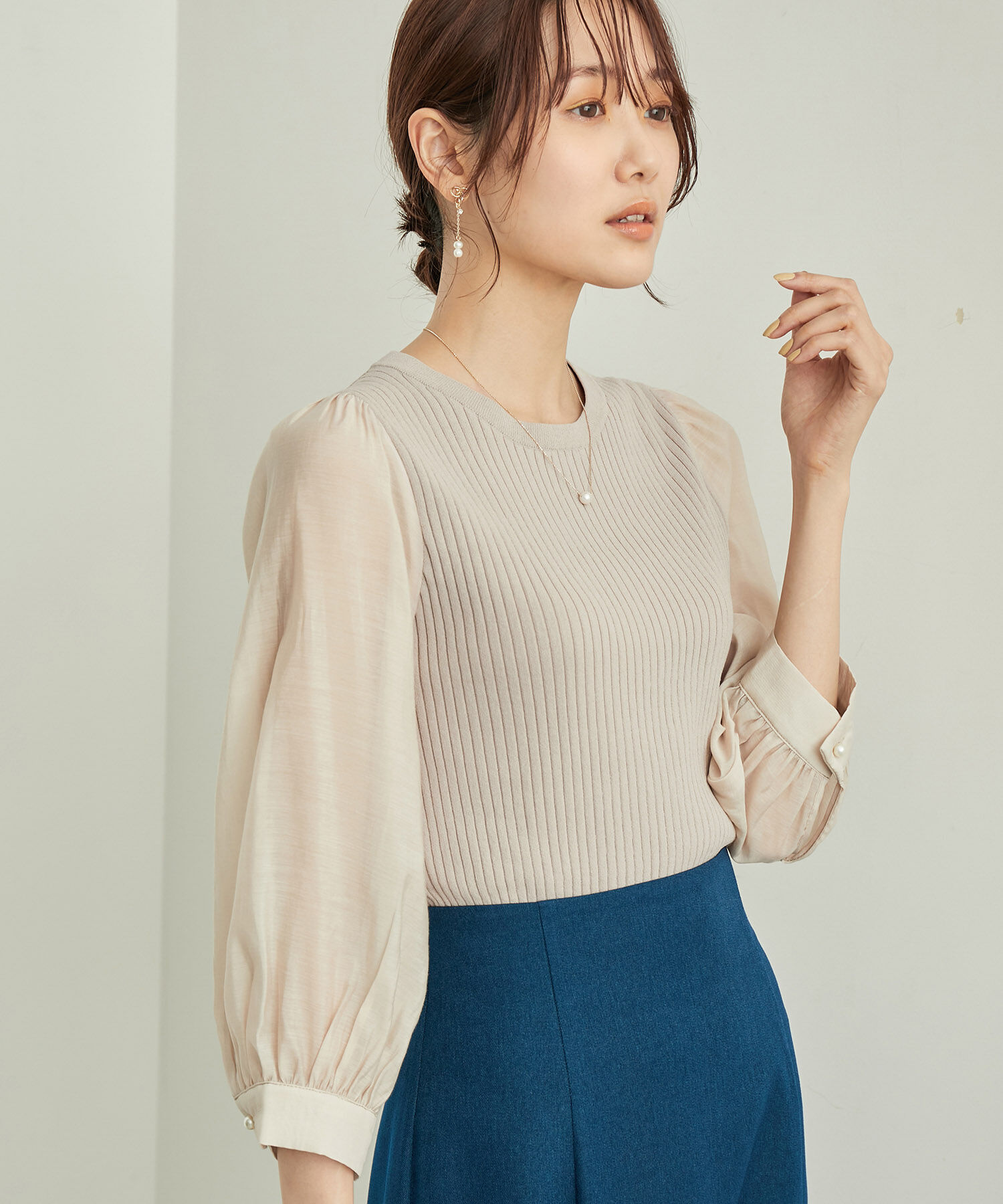 Rope&rsquo;Picnic「シアースリーブニットプルオーバー」|ニット・セーター|