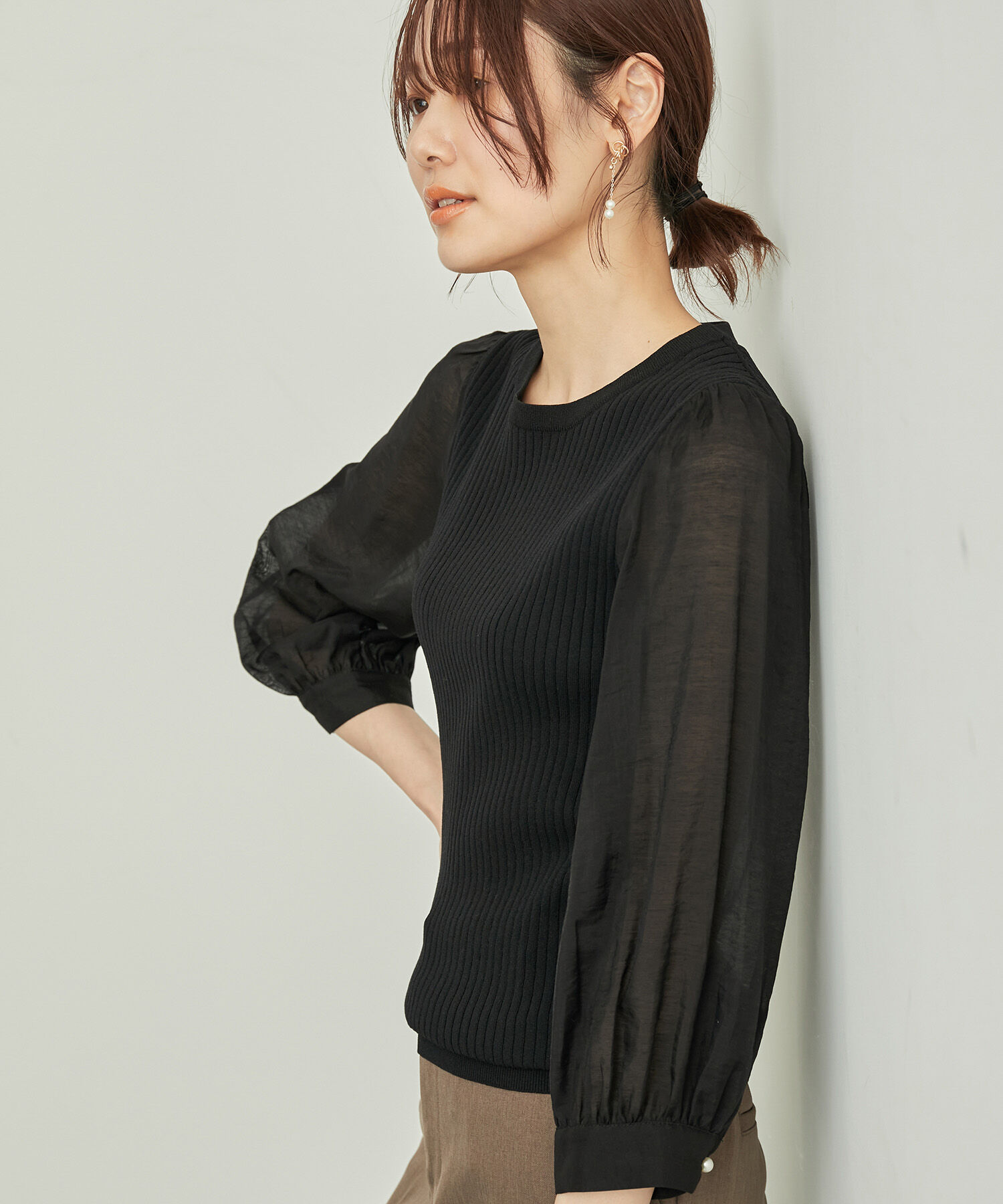 Rope&rsquo;Picnic「シアースリーブニットプルオーバー」|ニット・セーター|