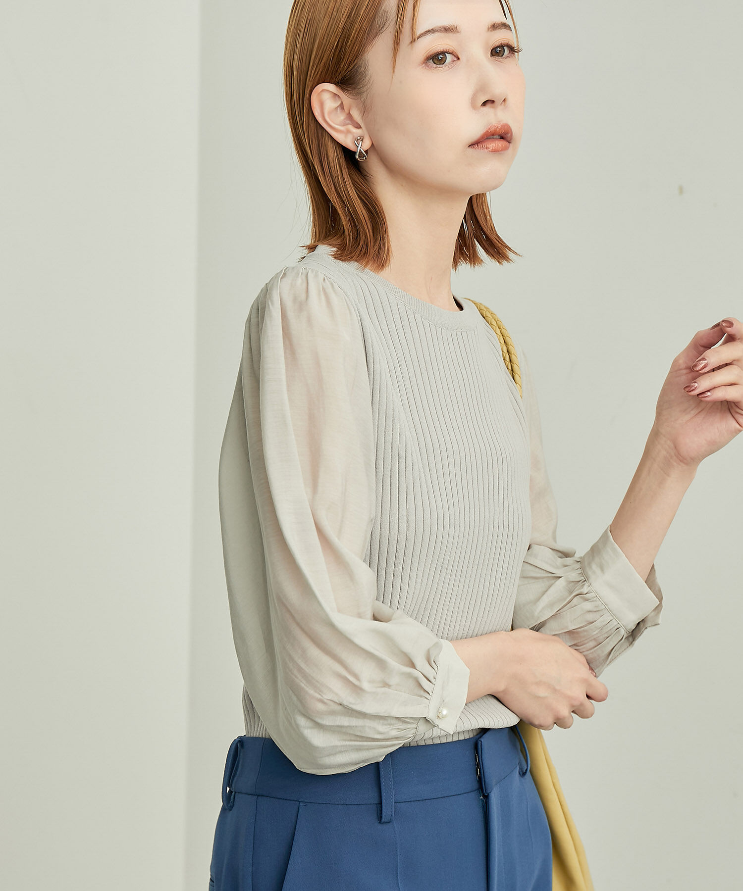 Rope&rsquo;Picnic「シアースリーブニットプルオーバー」|ニット・セーター|グレー(07)