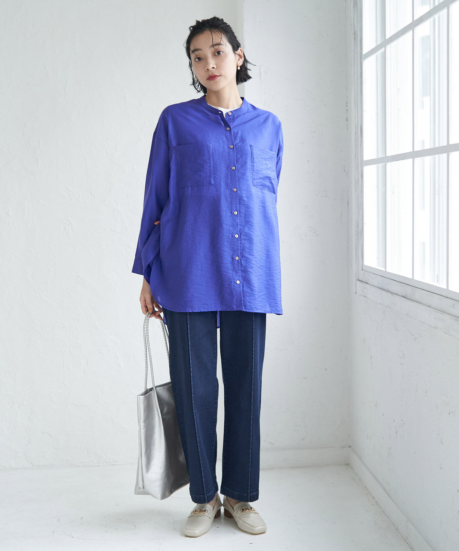 Rope&rsquo;Picnic「バンドカラーポケットシアーシャツ」|シャツ・ブラウス|