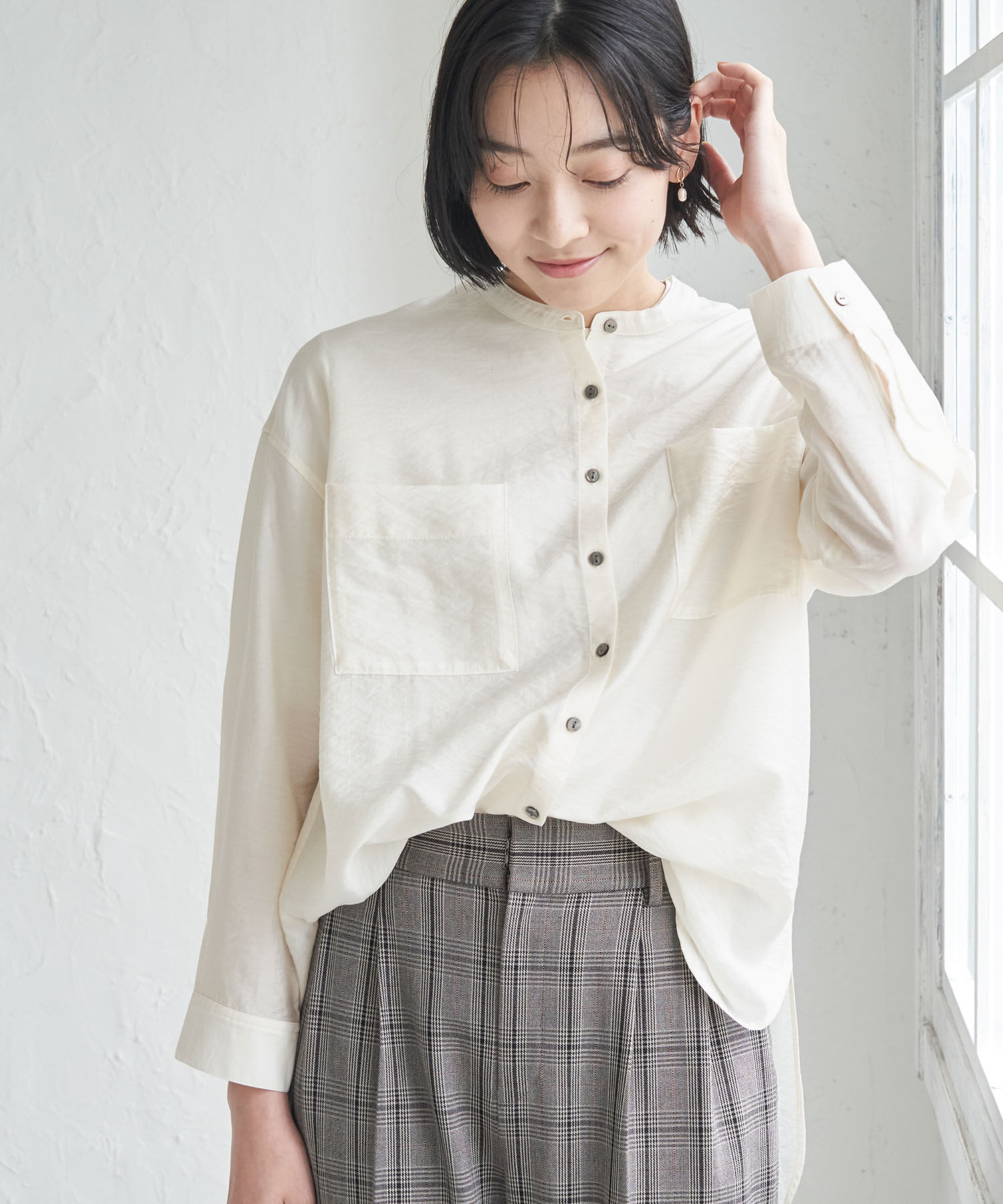 Rope&rsquo;Picnic「バンドカラーポケットシアーシャツ」|シャツ・ブラウス|