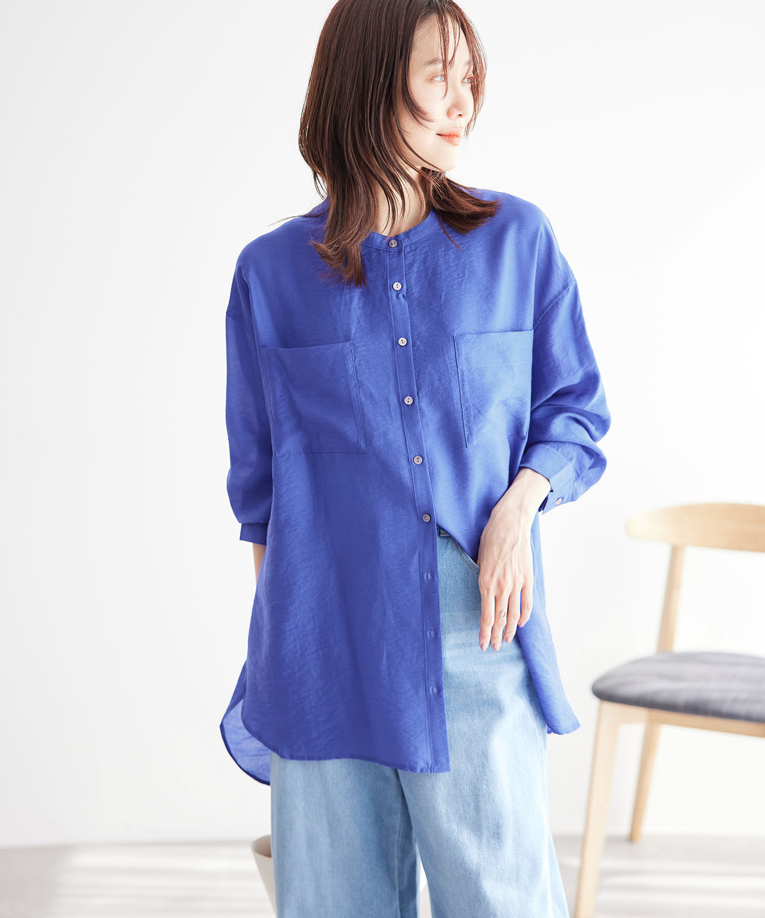 Rope&rsquo;Picnic「バンドカラーポケットシアーシャツ」|シャツ・ブラウス|