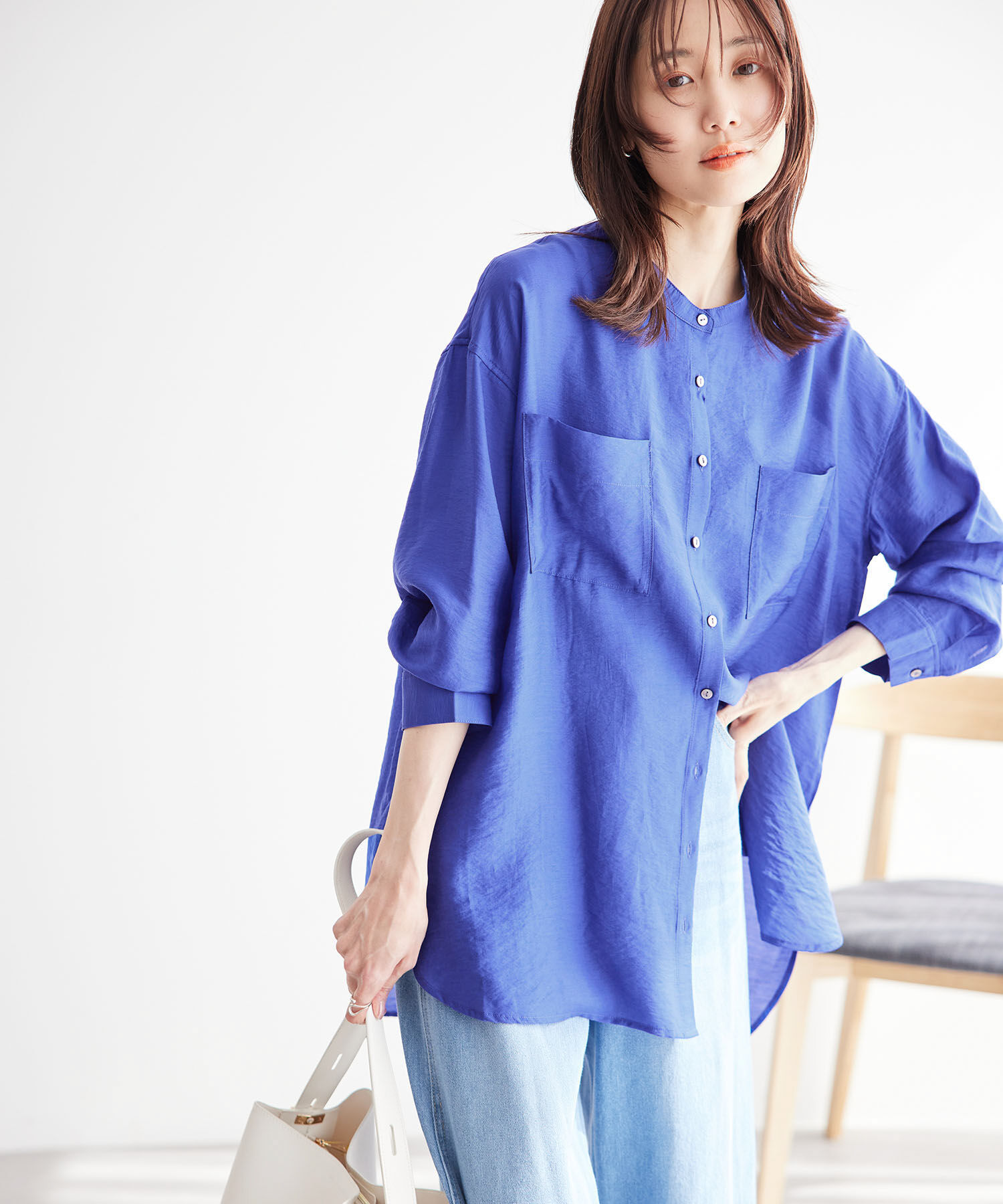 Rope&rsquo;Picnic「バンドカラーポケットシアーシャツ」|シャツ・ブラウス|