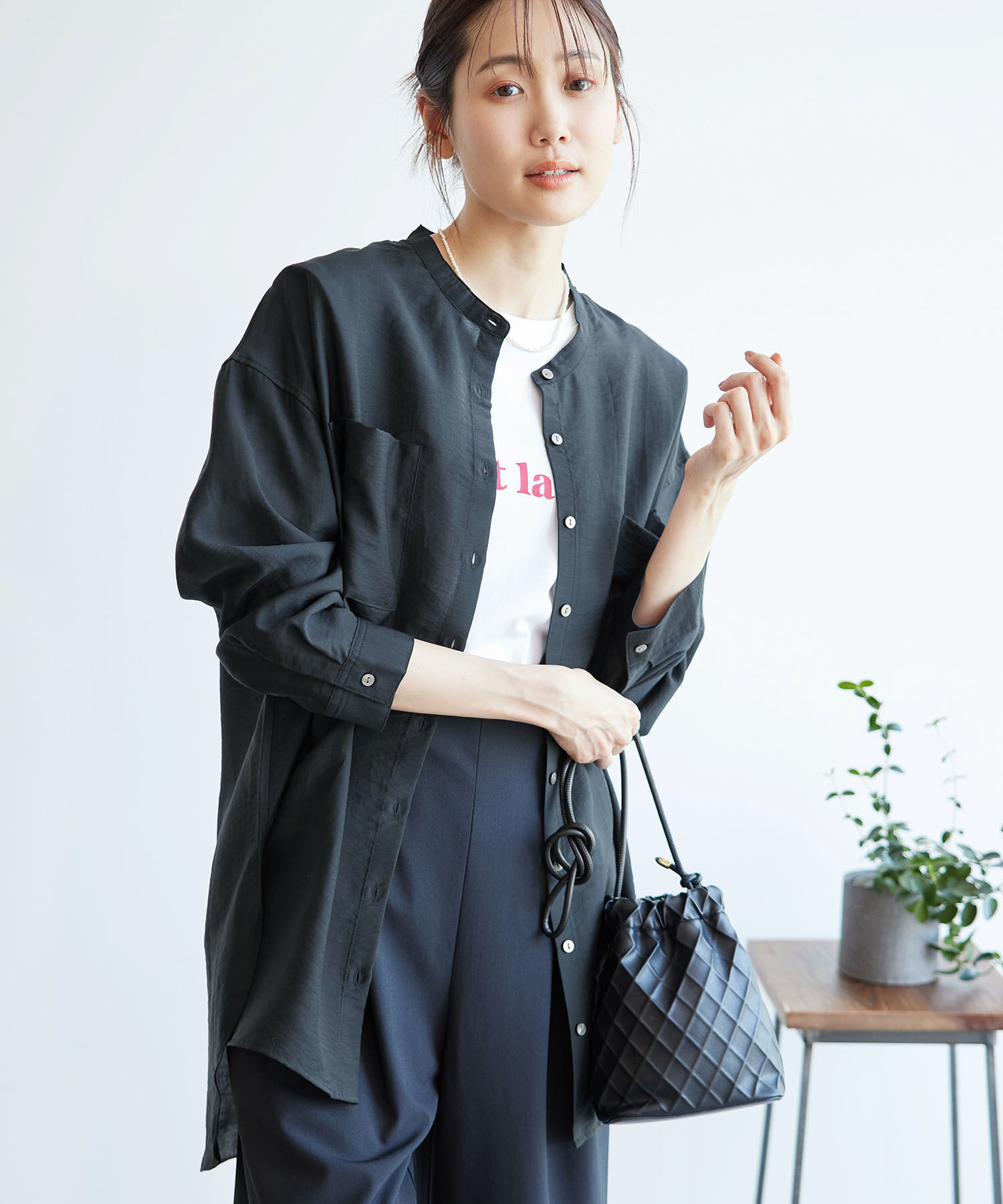 Rope&rsquo;Picnic「バンドカラーポケットシアーシャツ」|シャツ・ブラウス|