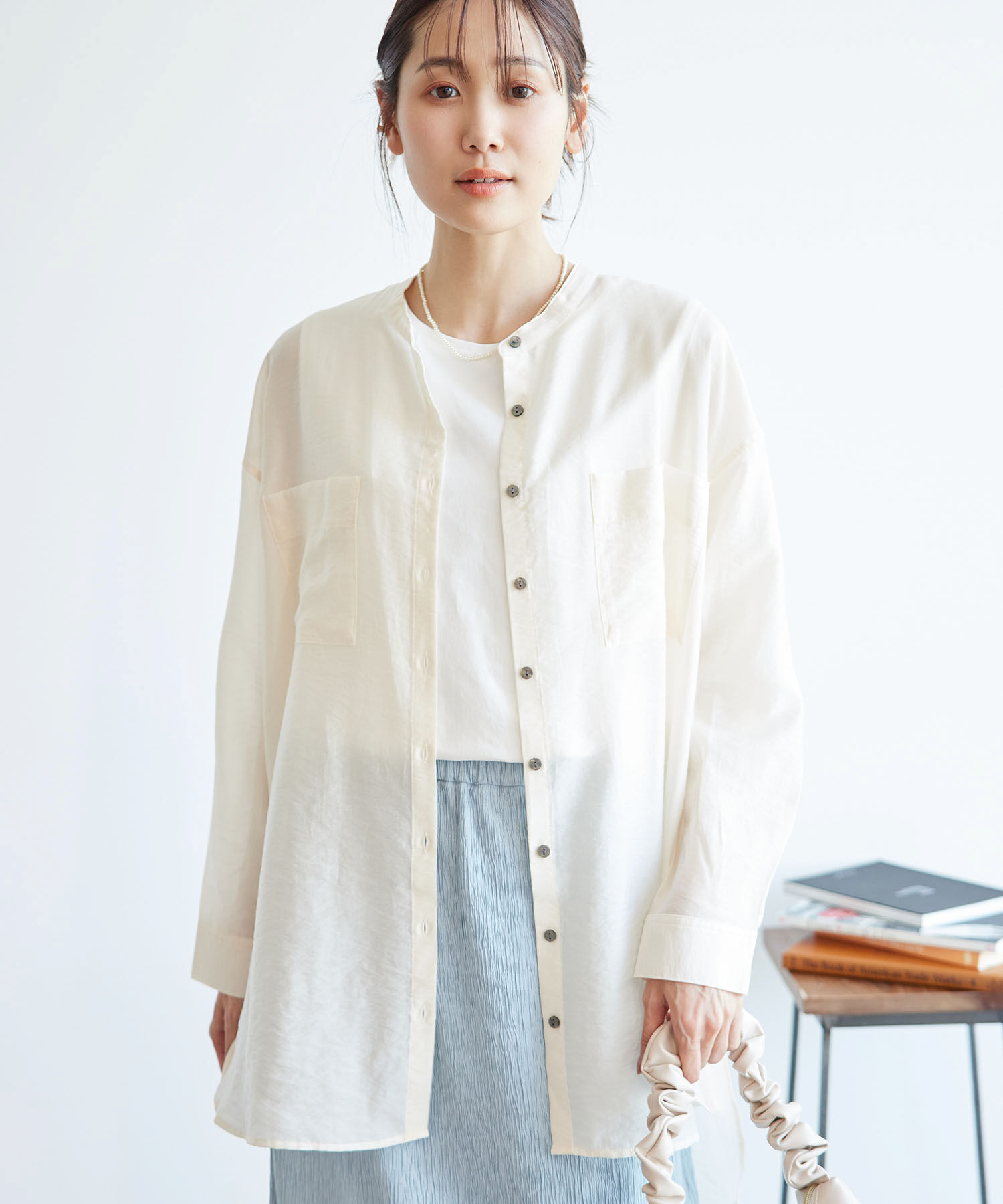 Rope&rsquo;Picnic「バンドカラーポケットシアーシャツ」|シャツ・ブラウス|