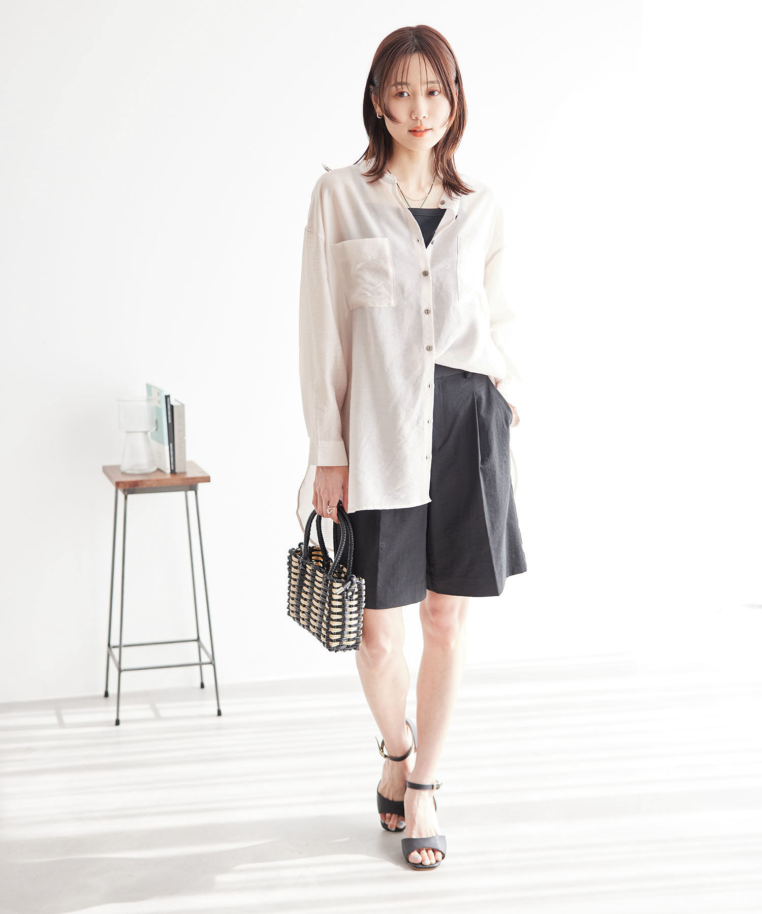 Rope&rsquo;Picnic「バンドカラーポケットシアーシャツ」|シャツ・ブラウス|