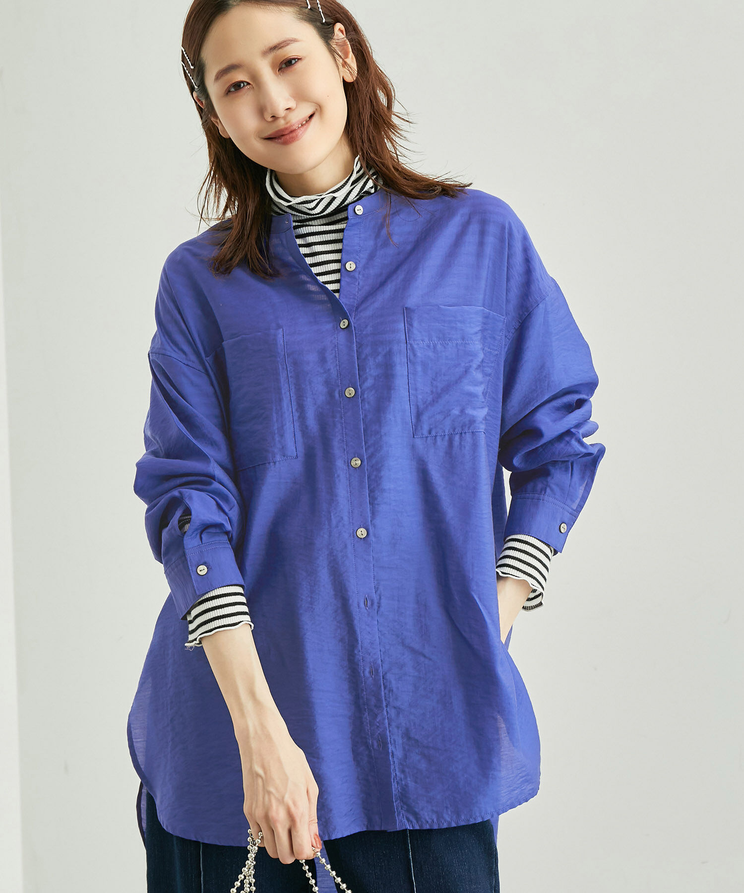 Rope&rsquo;Picnic「バンドカラーポケットシアーシャツ」|シャツ・ブラウス|