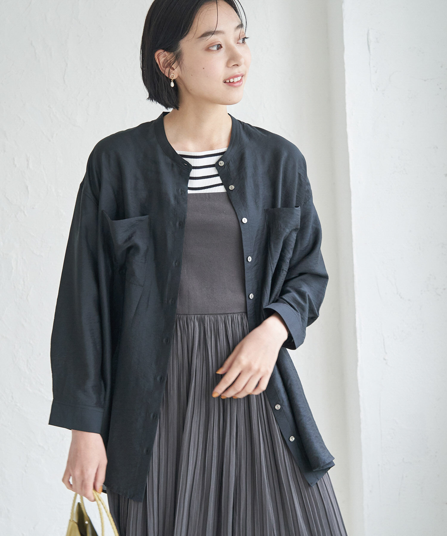 Rope&rsquo;Picnic「バンドカラーポケットシアーシャツ」|シャツ・ブラウス|