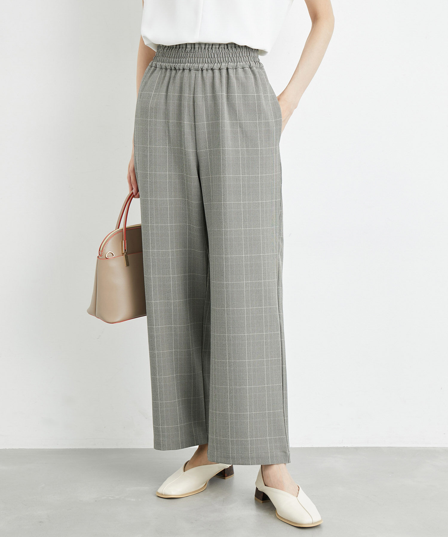 Rope&rsquo;Picnic「リンクコーデ/チェックイージーワイドパンツ」|その他|グレー(07)