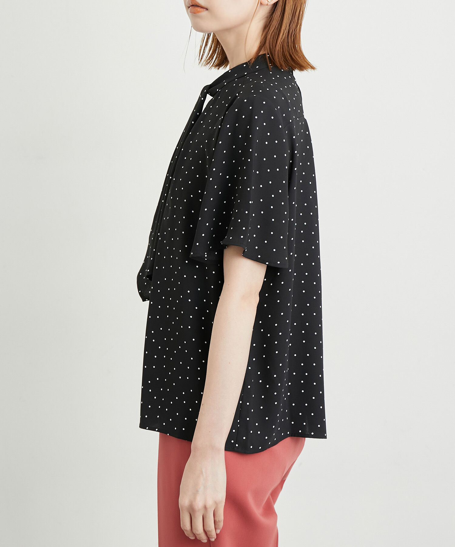 Rope&rsquo;Picnic「洗濯機OK・2WAY/サラサラボウタイハーフスリーブブラウス」|シャツ・ブラウス|