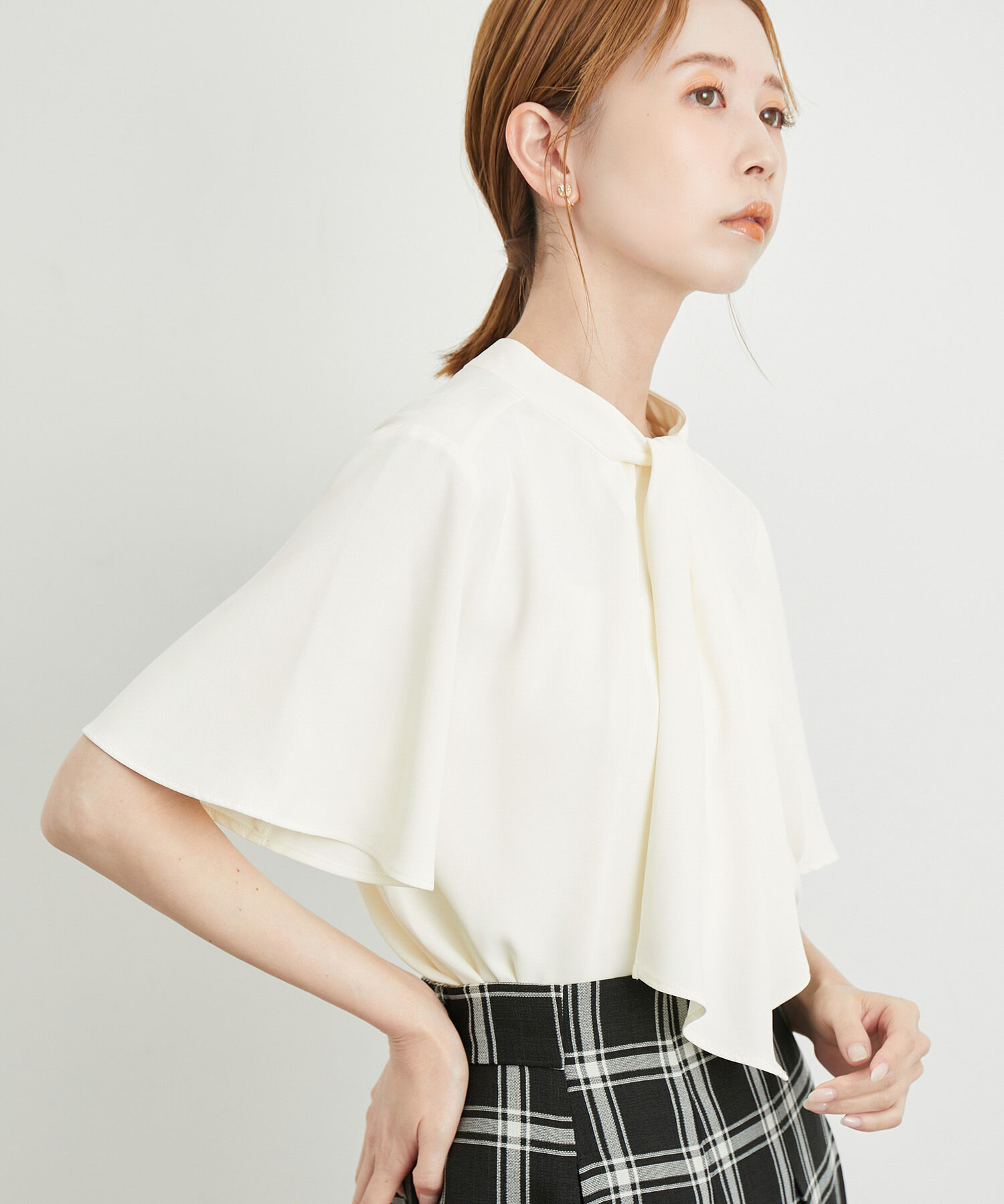 Rope&rsquo;Picnic「洗濯機OK・2WAY/サラサラボウタイハーフスリーブブラウス」|シャツ・ブラウス|