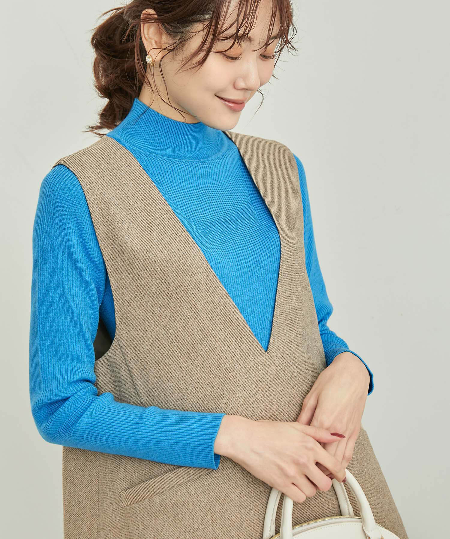 Rope&rsquo;Picnic「パチパチしにくい・洗濯機OK・アンチピリング/ハイネックニットプルオーバー」|ニット・セーター|ブルー系(47)