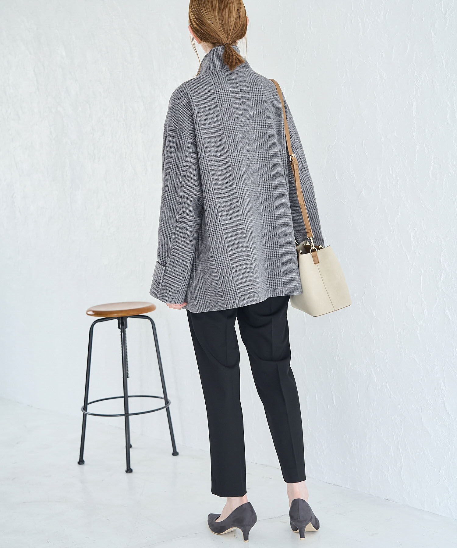 Rope&rsquo;Picnic「ジャージメルトンスタンドカラーミディ丈コート」|ステンカラーコート|