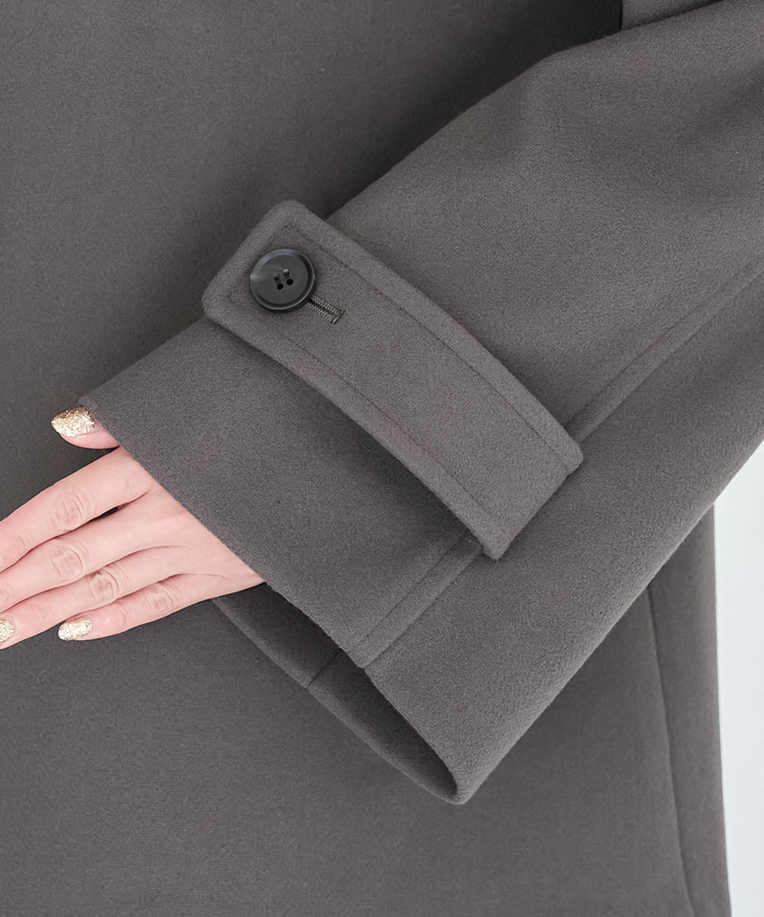 Rope&rsquo;Picnic「ジャージメルトンスタンドカラーミディ丈コート」|ステンカラーコート|