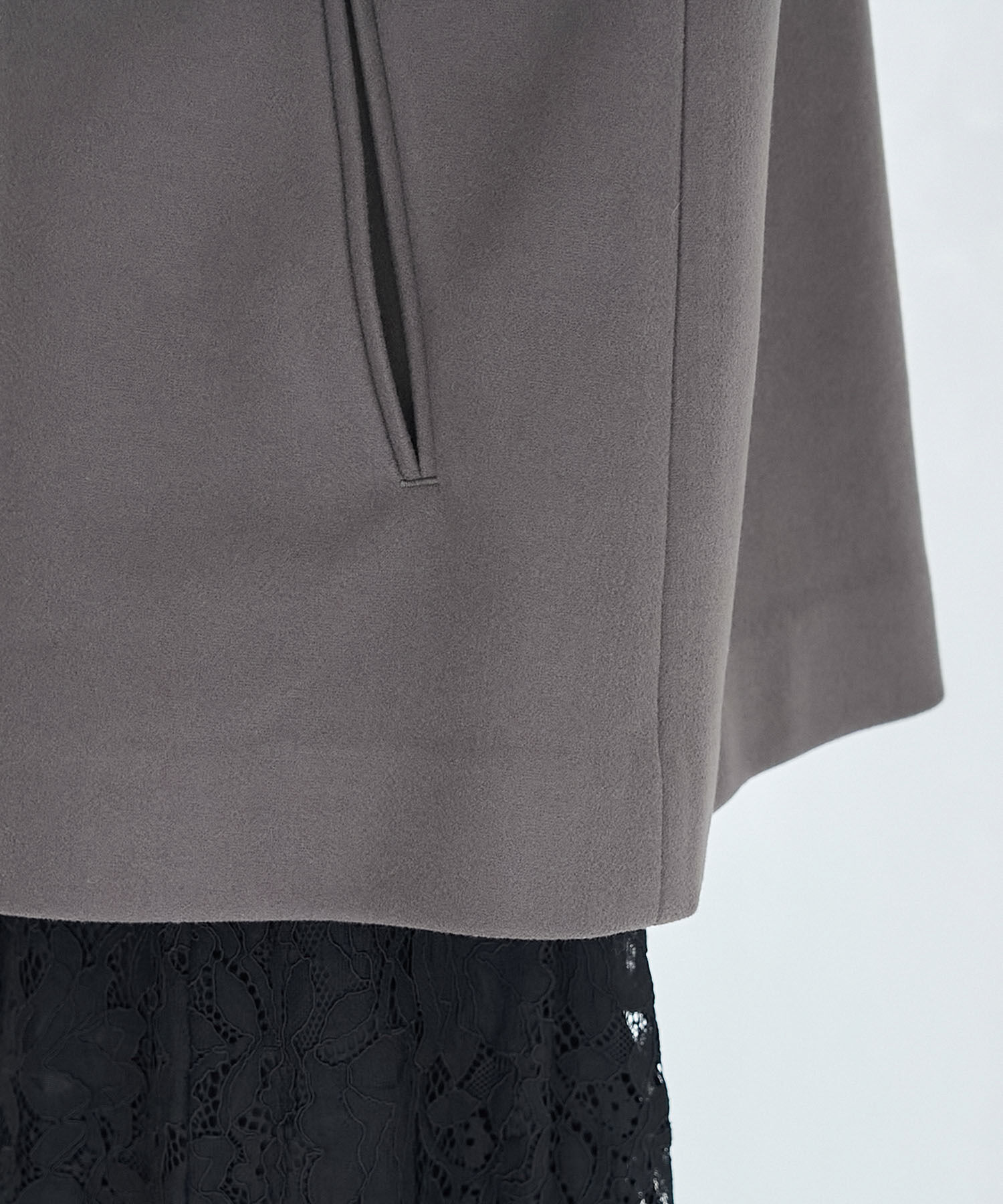 Rope&rsquo;Picnic「ジャージメルトンスタンドカラーミディ丈コート」|ステンカラーコート|