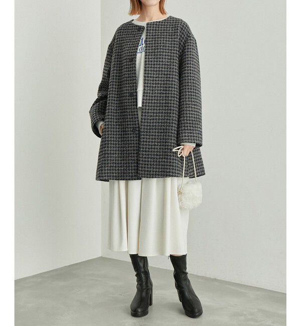 Rope&rsquo;Picnic「【WEB限定カラー:チェック】ハウンドトゥースツイードミディ丈Aラインコート」|その他|