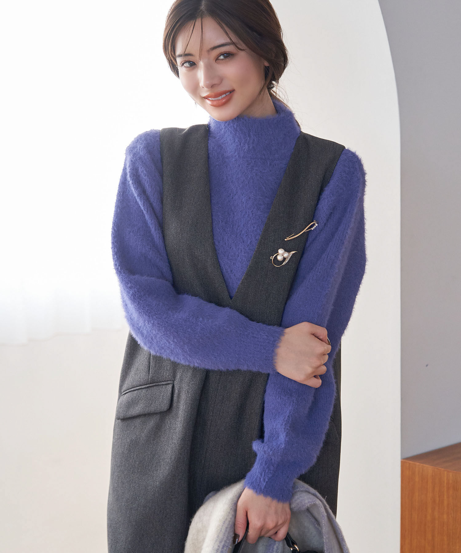 Rope&rsquo;Picnic「シャギーレースクロップドニットプルオーバー」|ニット・セーター|