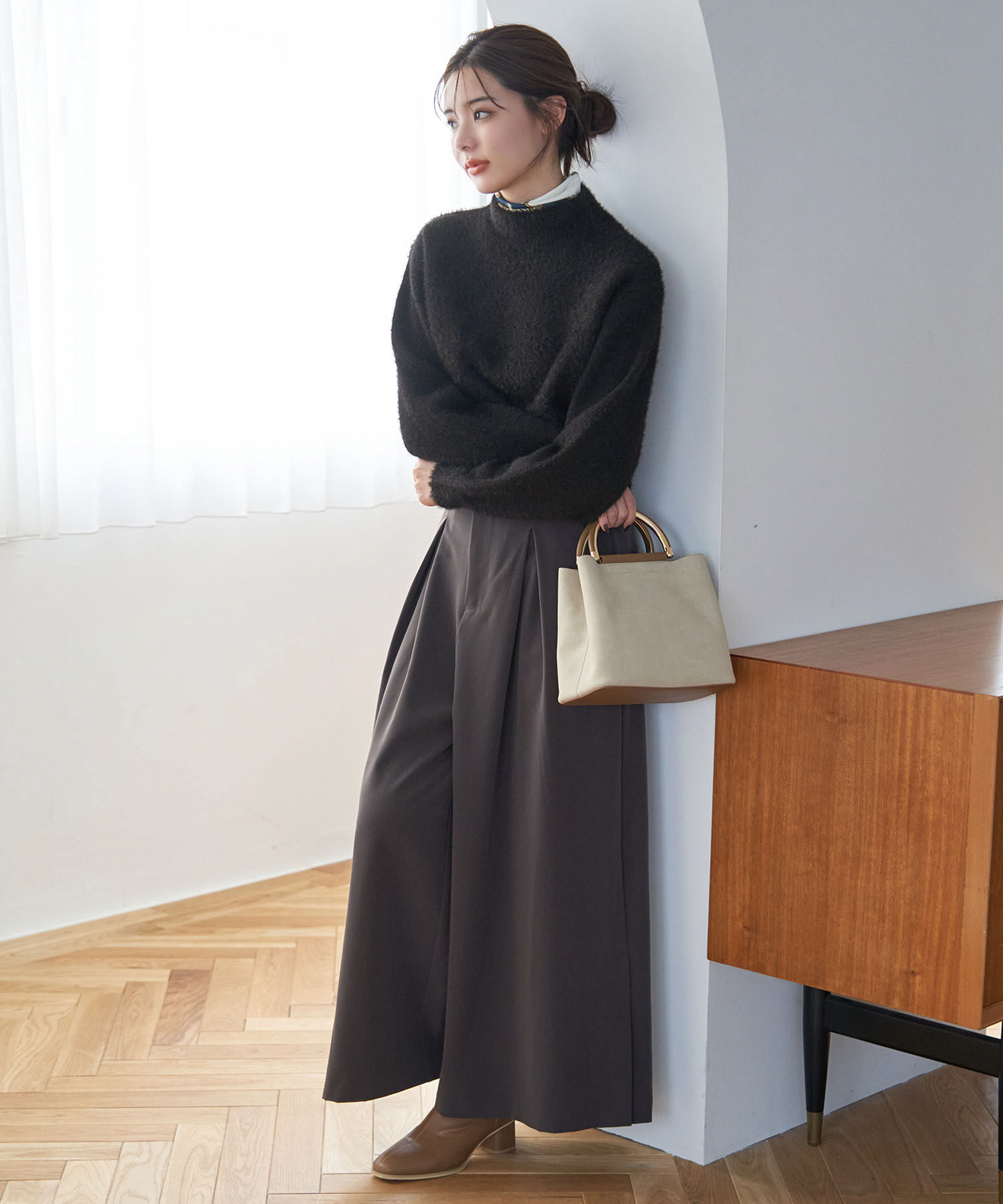 Rope&rsquo;Picnic「シャギーレースクロップドニットプルオーバー」|ニット・セーター|